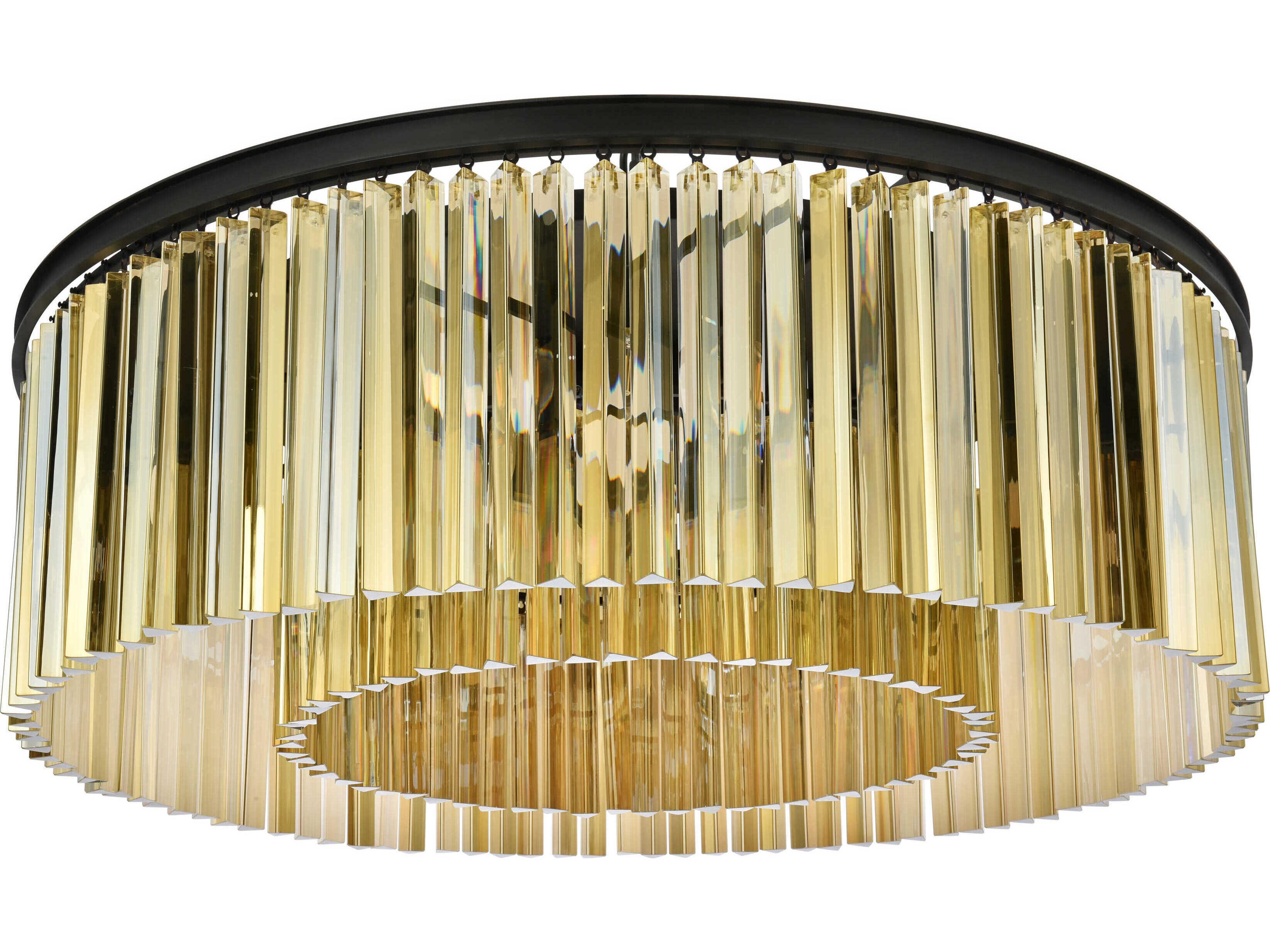 Elegant Lighting Sydney 10-Light Matte Black Gold Crystal Drum Flush Mount