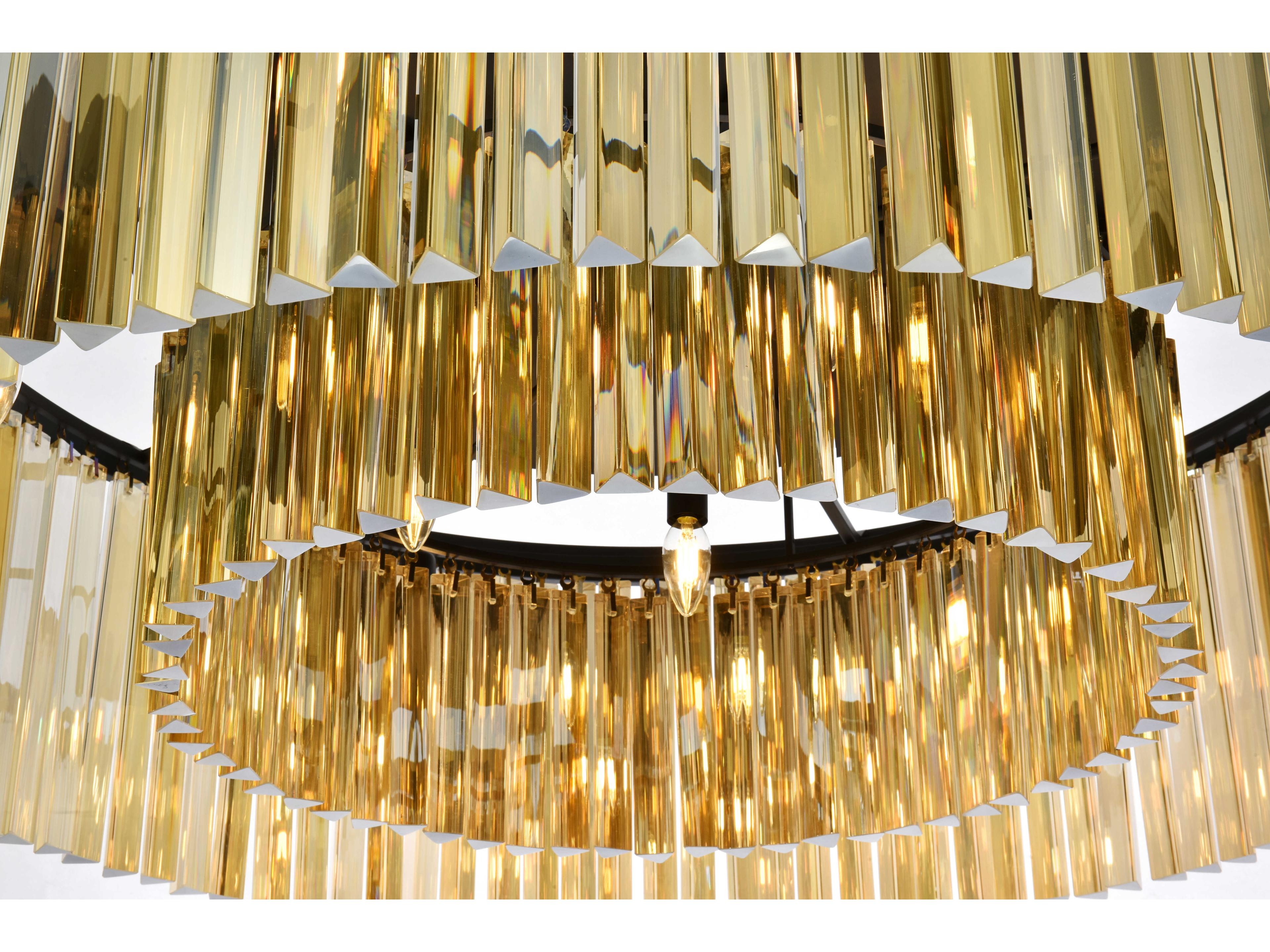 Elegant Lighting Sydney 10-Light Matte Black Gold Crystal Drum Flush Mount