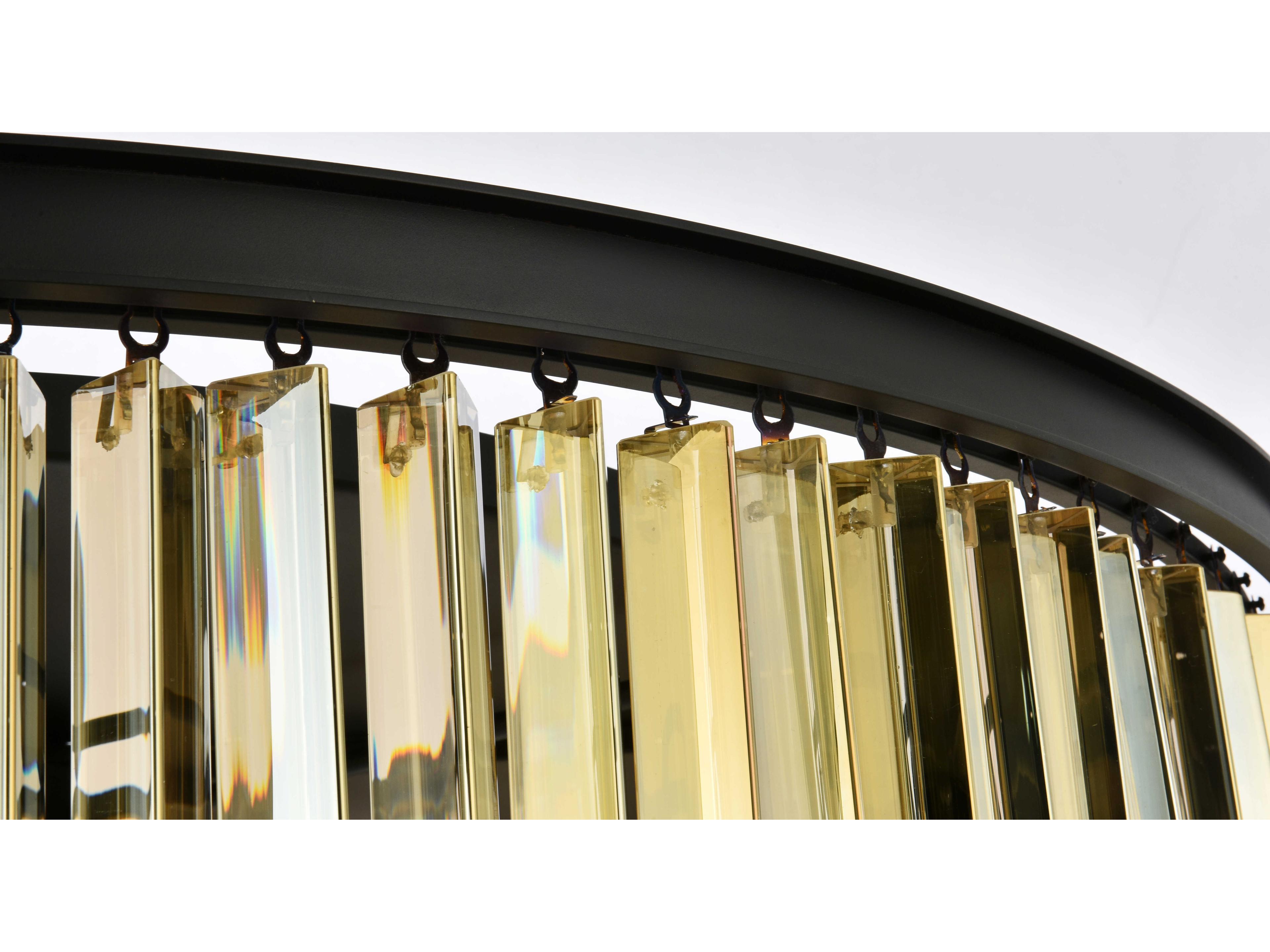 Elegant Lighting Sydney 10-Light Matte Black Gold Crystal Drum Flush Mount