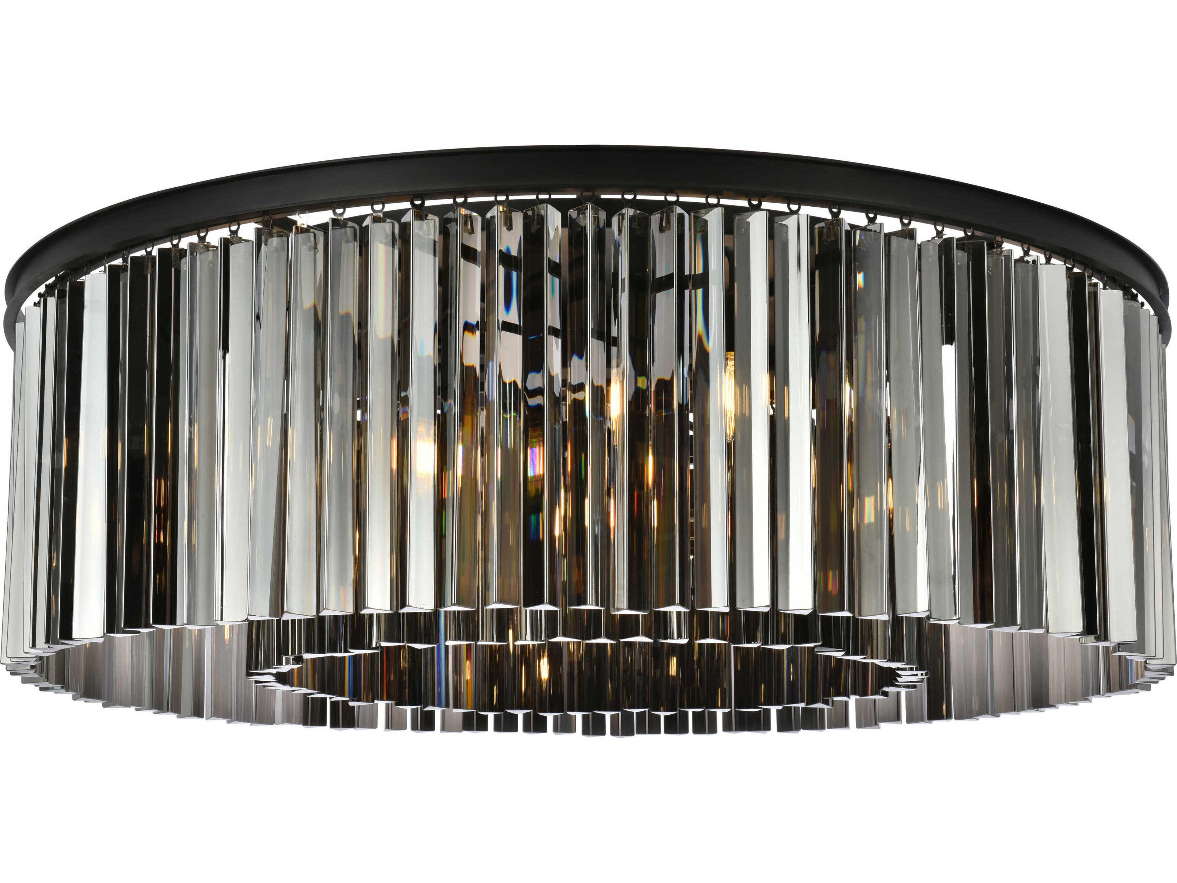 Sydney 10-Light Matte Black Crystal Flush Mount
