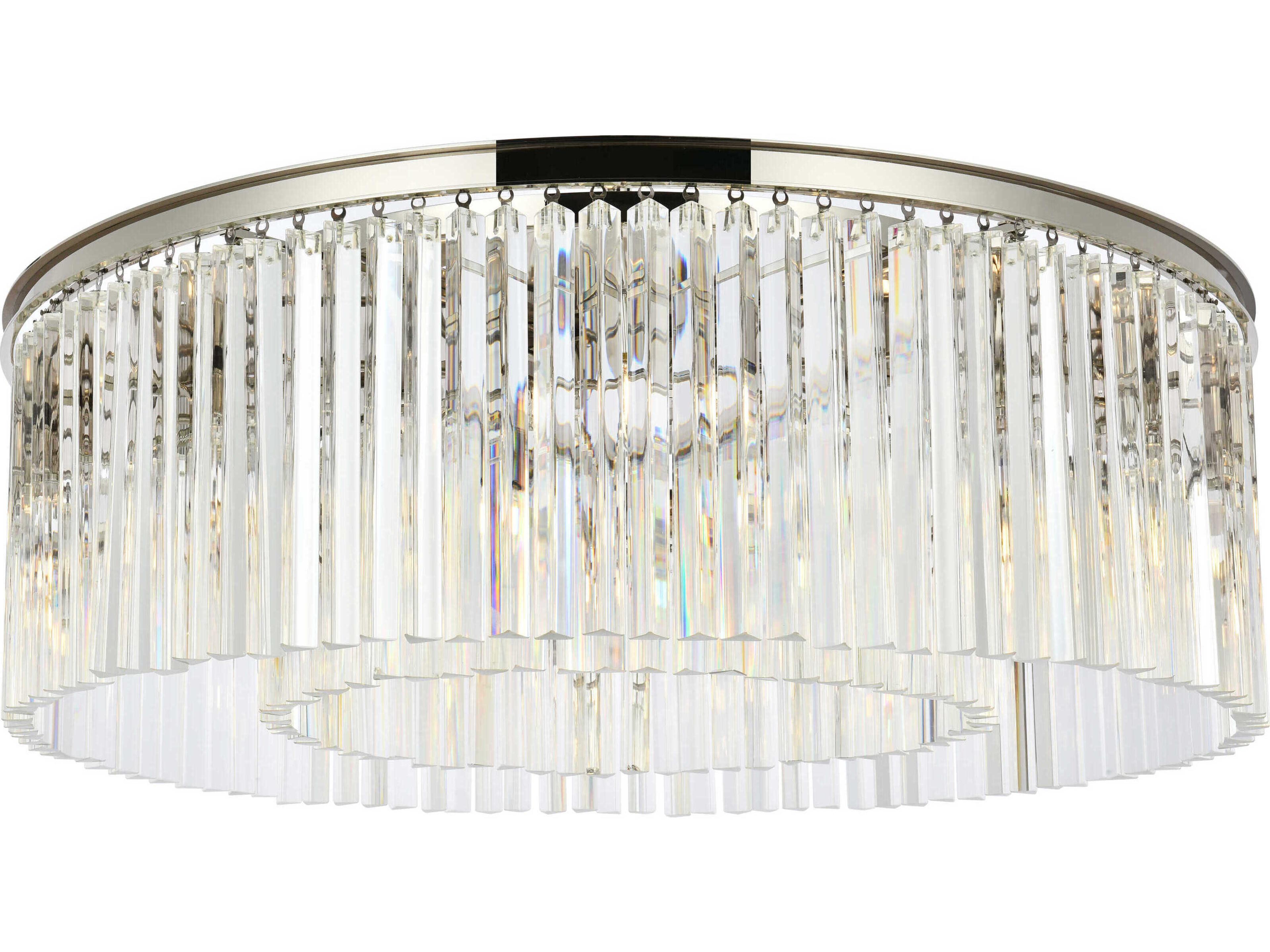 Sydney 10-Light Polished Nickel Clear Crystal Drum Flush Mount
