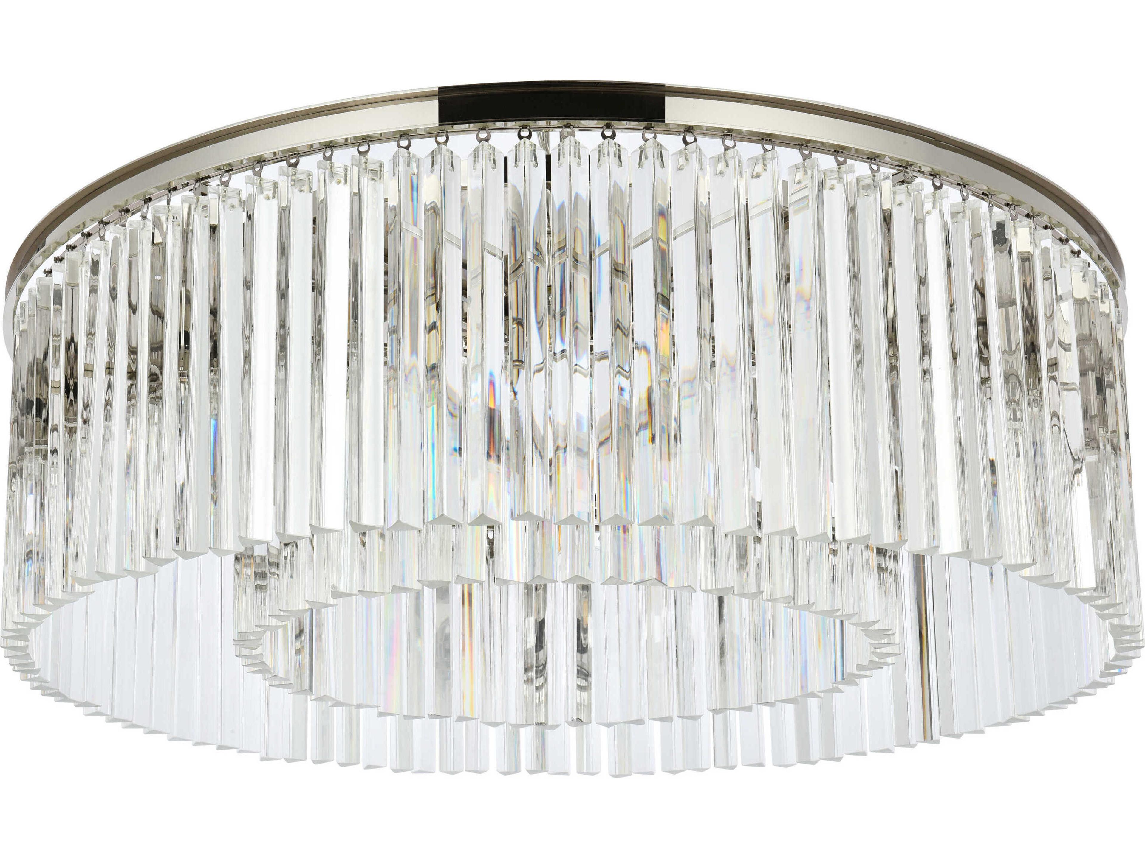 Elegant Lighting Sydney 10-Light Polished Nickel Clear Crystal Drum Flush Mount