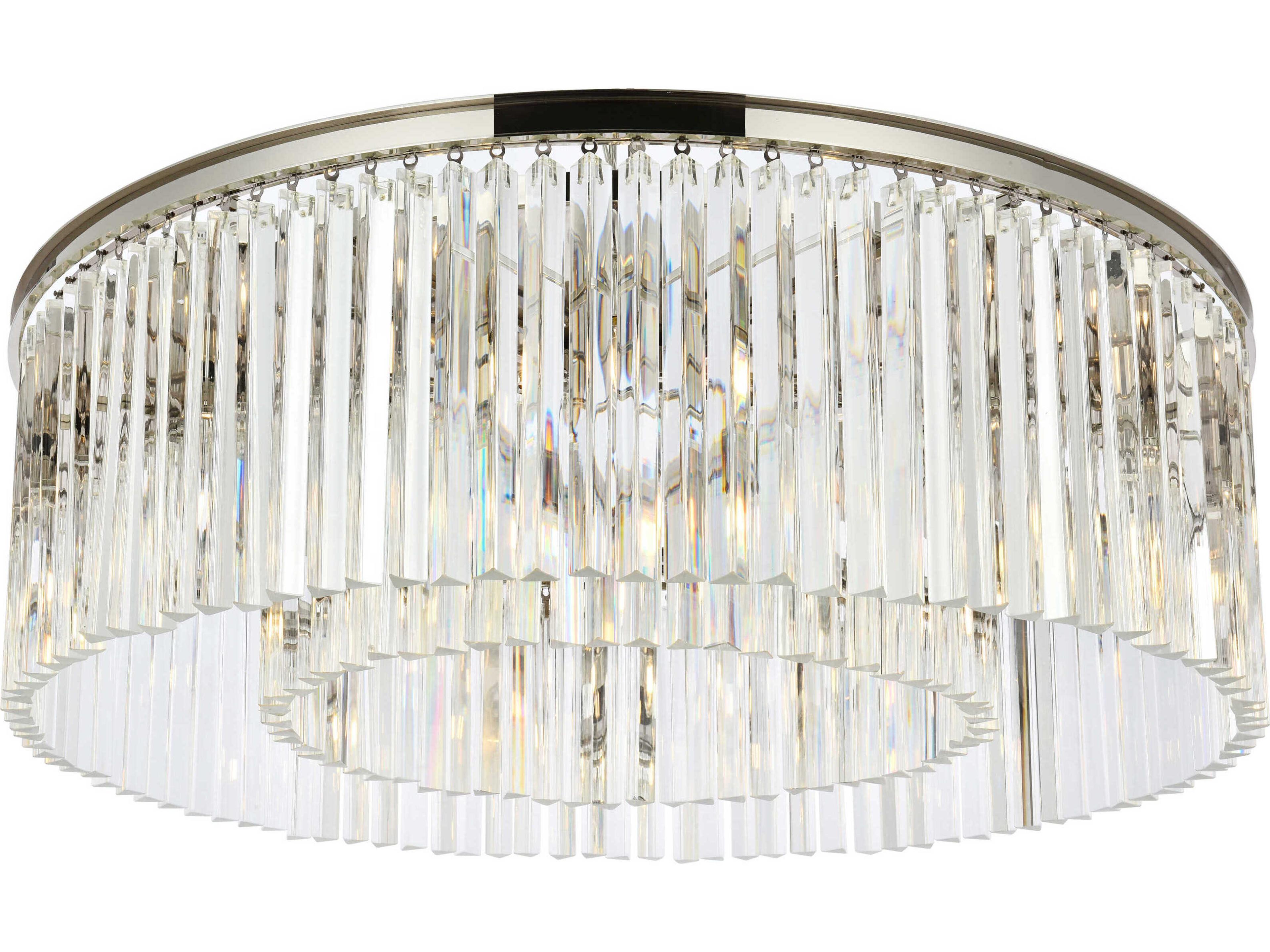 Elegant Lighting Sydney 10-Light Polished Nickel Clear Crystal Drum Flush Mount