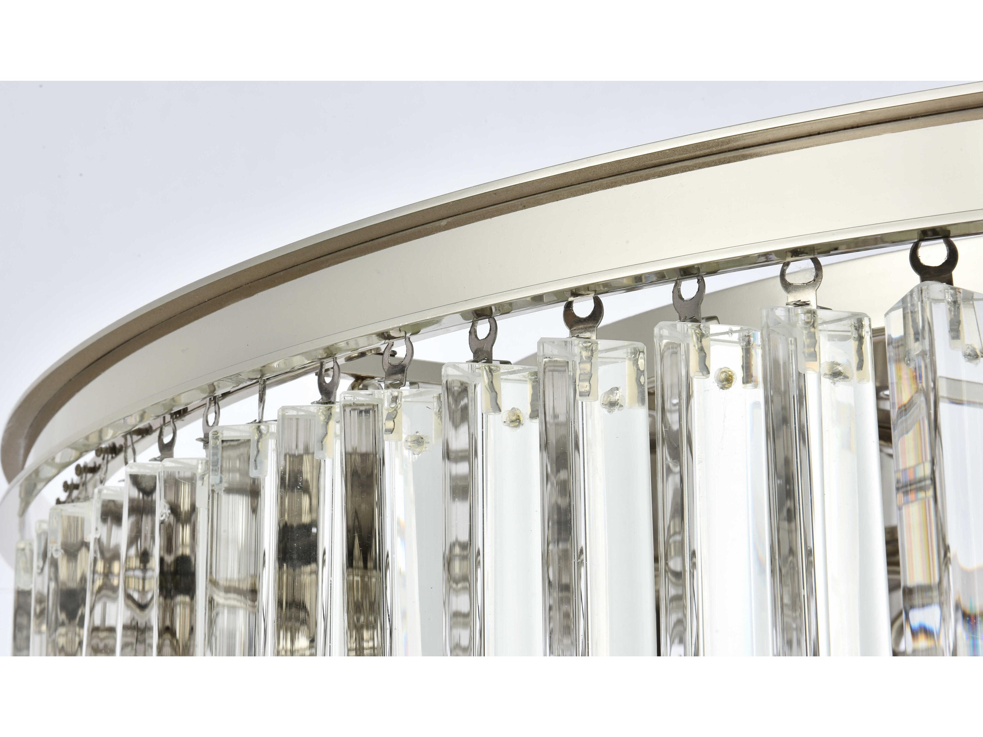 Elegant Lighting Sydney 10-Light Polished Nickel Clear Crystal Drum Flush Mount
