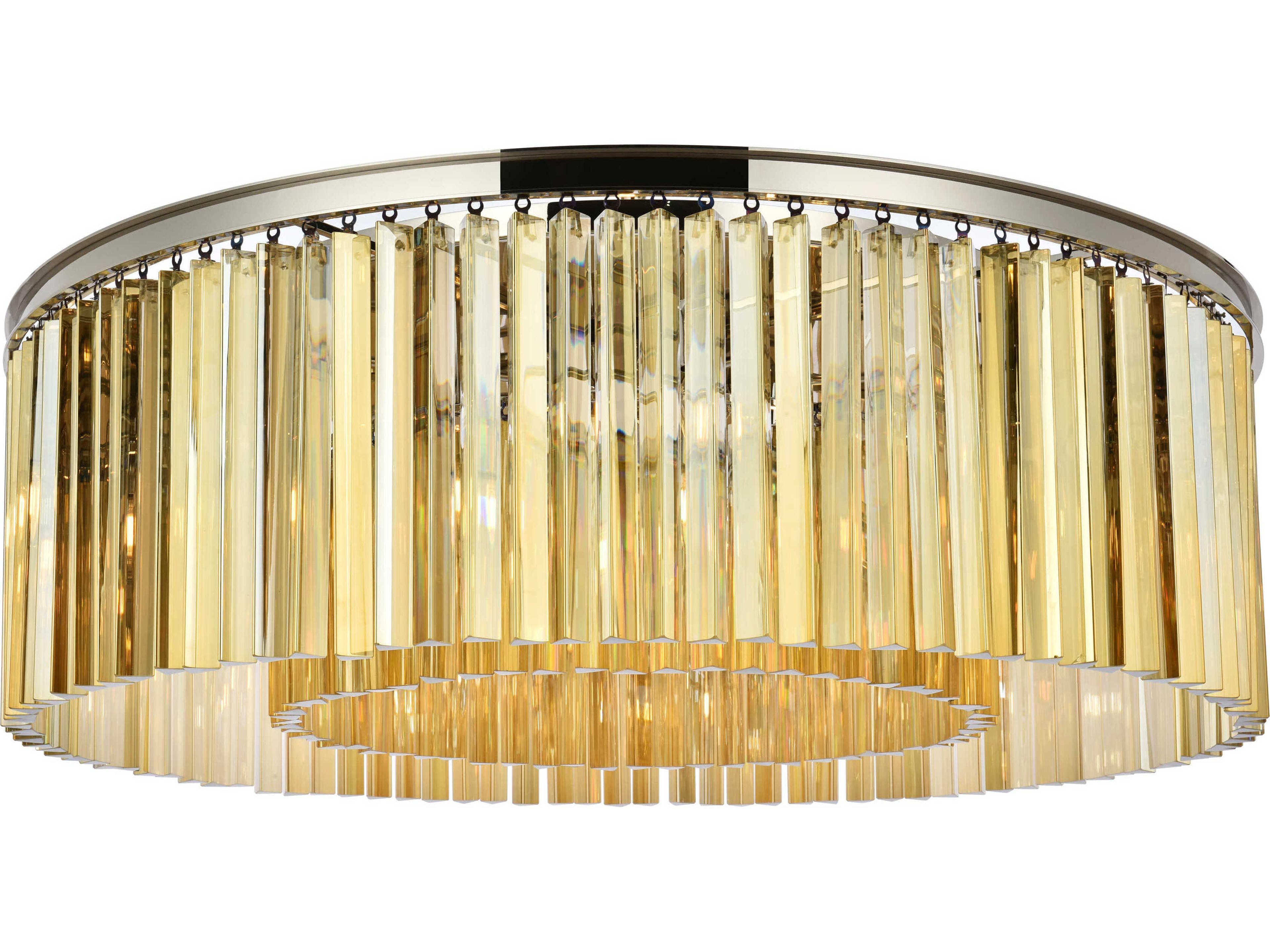 Sydney 10-Light Polished Nickel Gold Crystal Drum Flush Mount