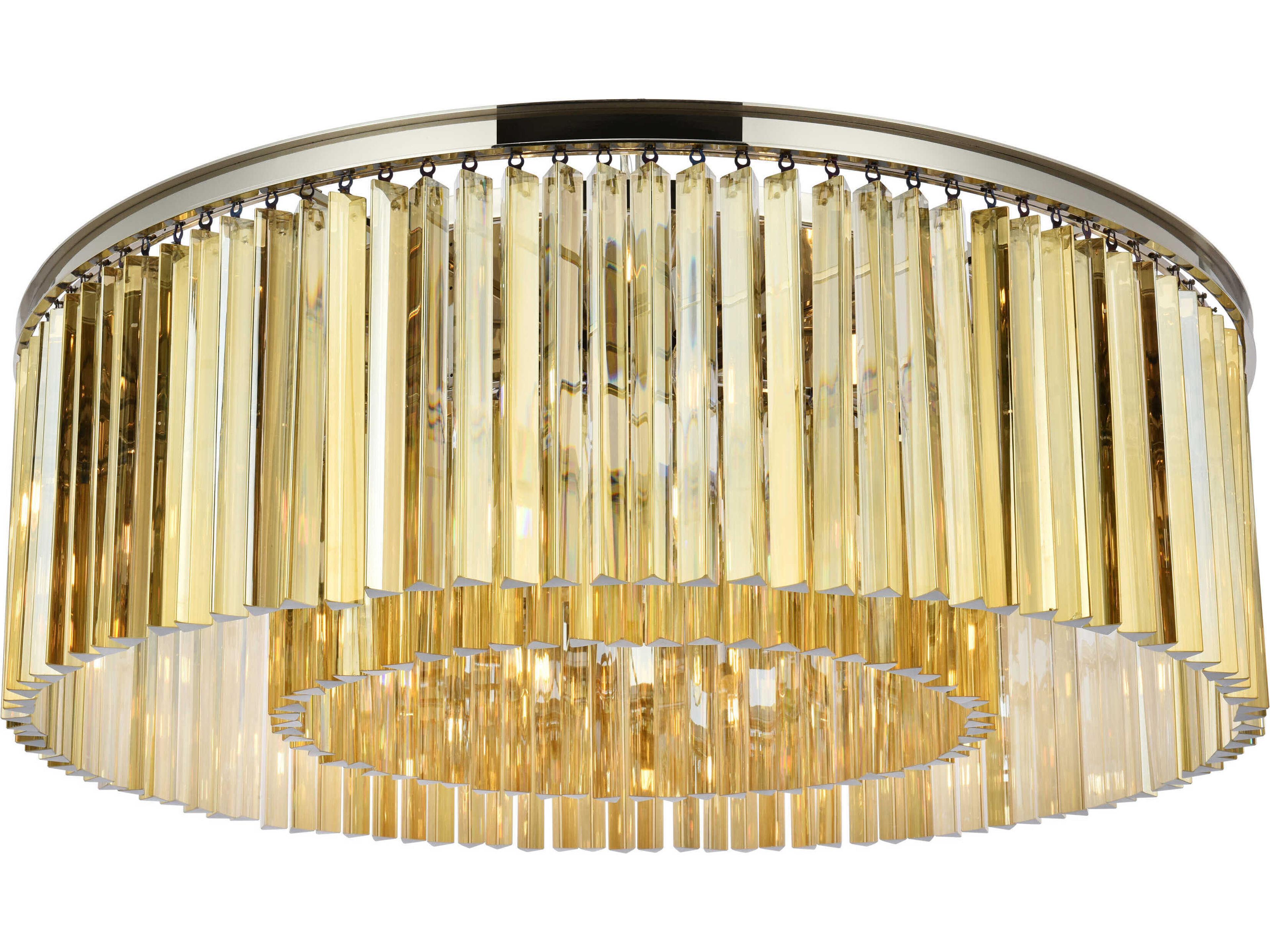 Elegant Lighting Sydney 10-Light Polished Nickel Gold Crystal Drum Flush Mount
