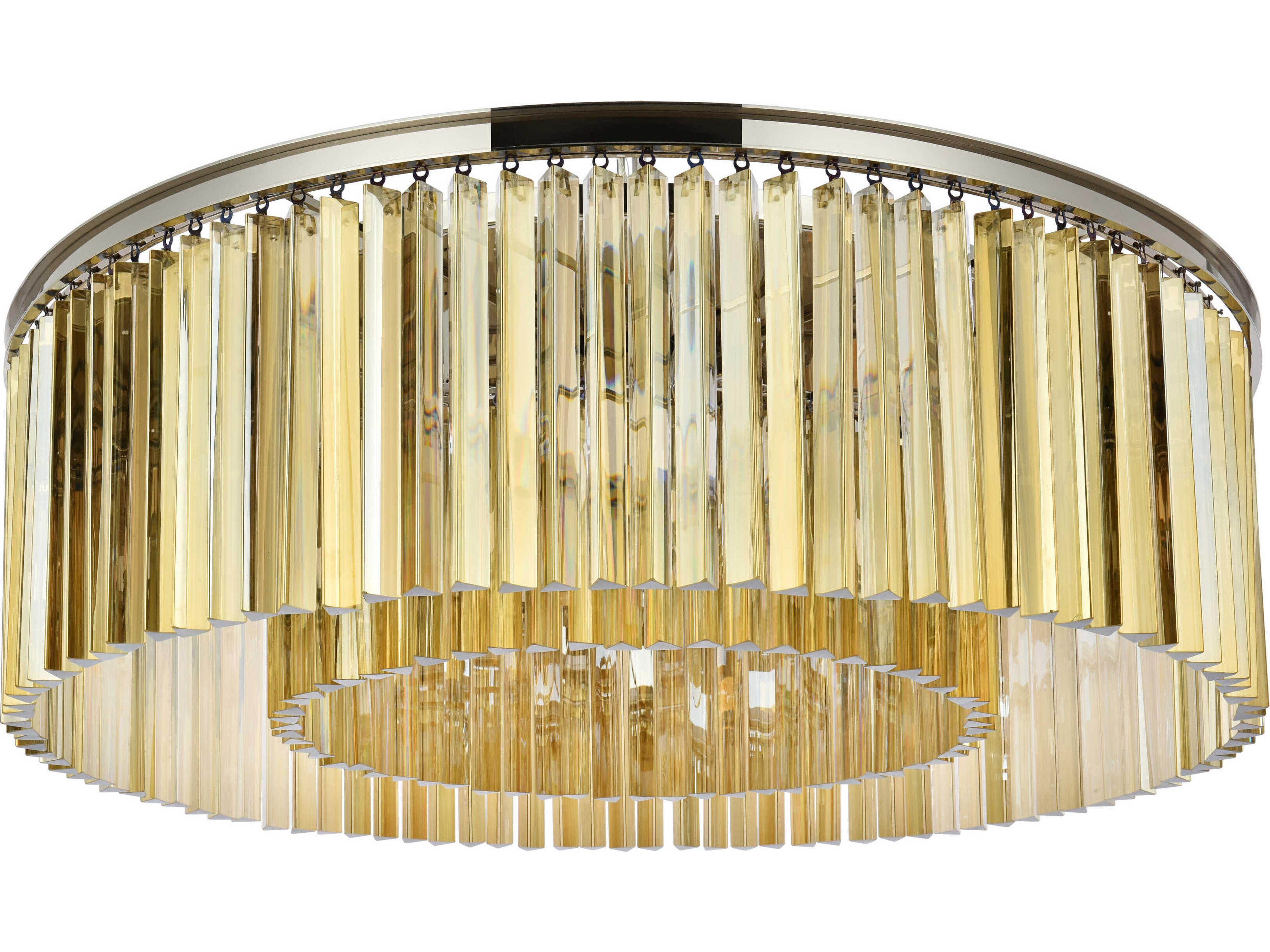 Elegant Lighting Sydney 10-Light Polished Nickel Gold Crystal Drum Flush Mount
