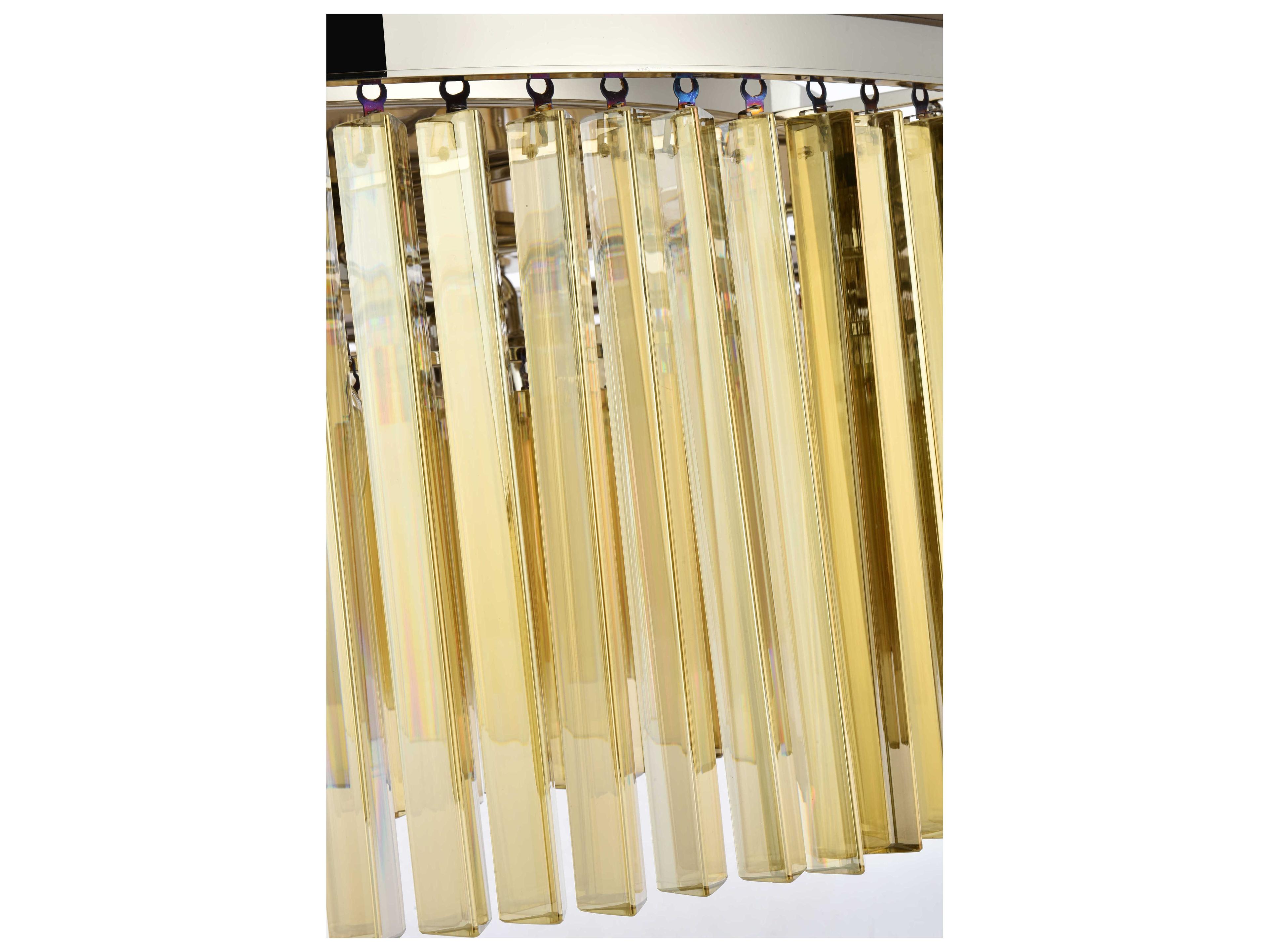 Elegant Lighting Sydney 10-Light Polished Nickel Gold Crystal Drum Flush Mount