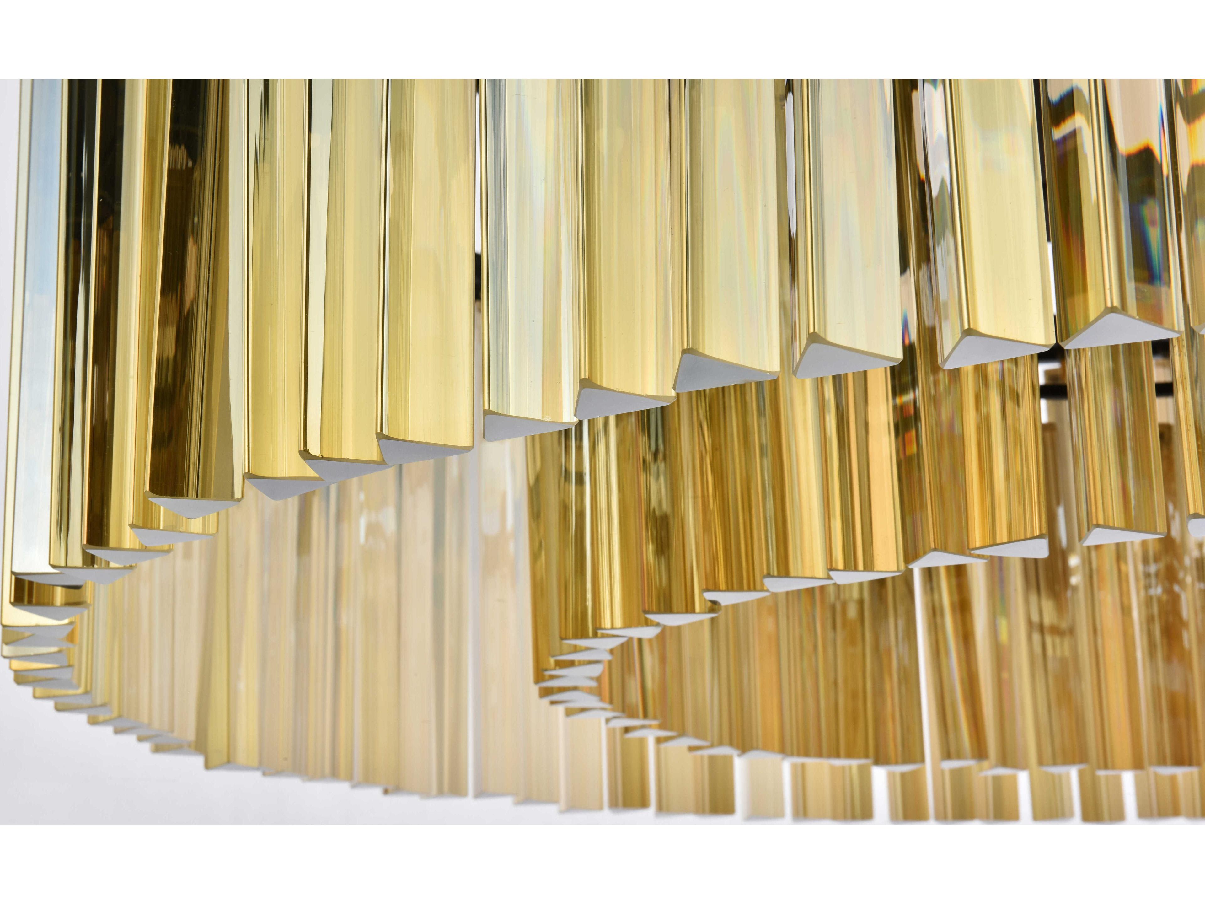 Elegant Lighting Sydney 10-Light Matte Black Gold Crystal Drum Pendant