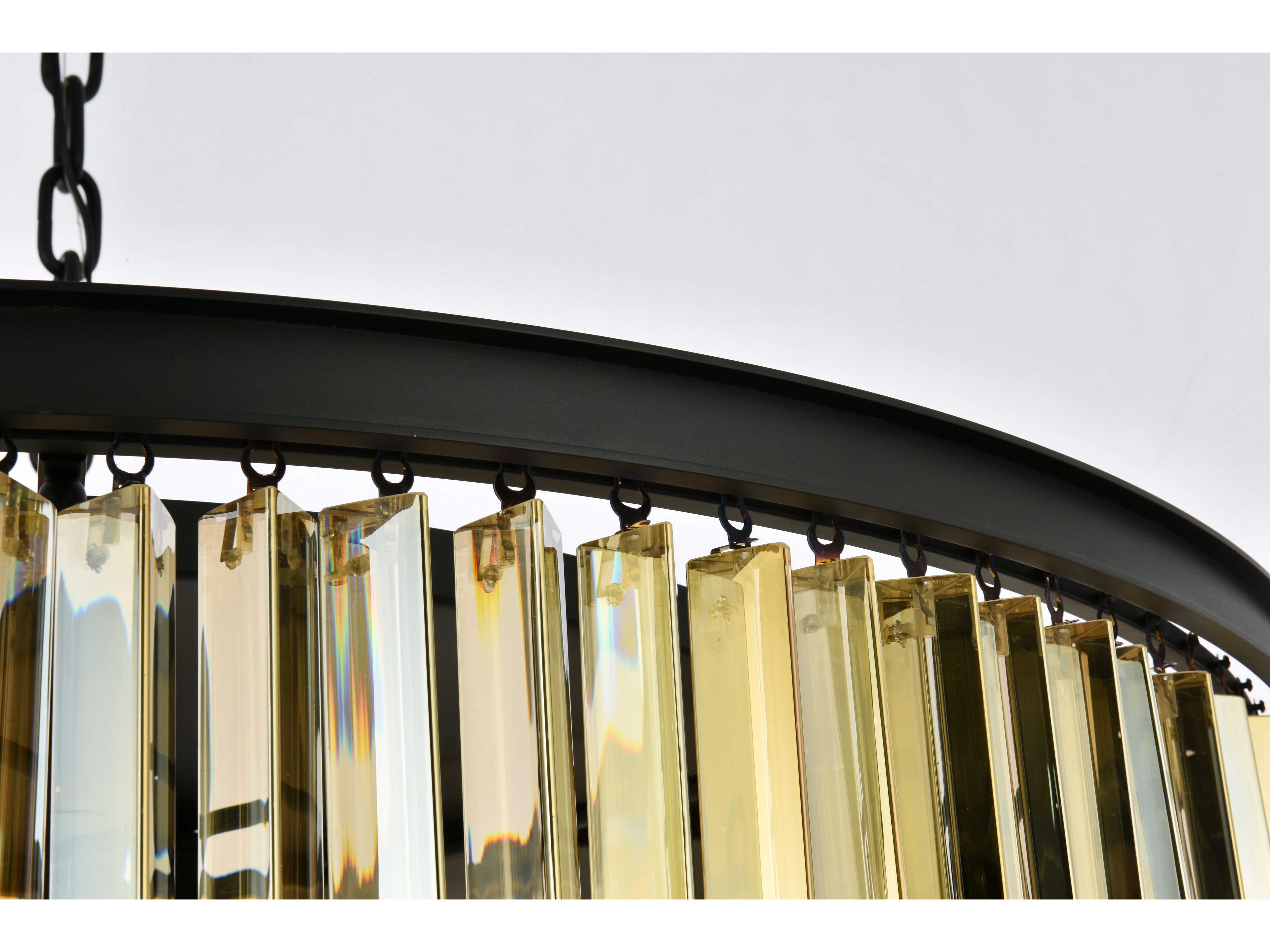 Elegant Lighting Sydney 10-Light Matte Black Gold Crystal Drum Pendant