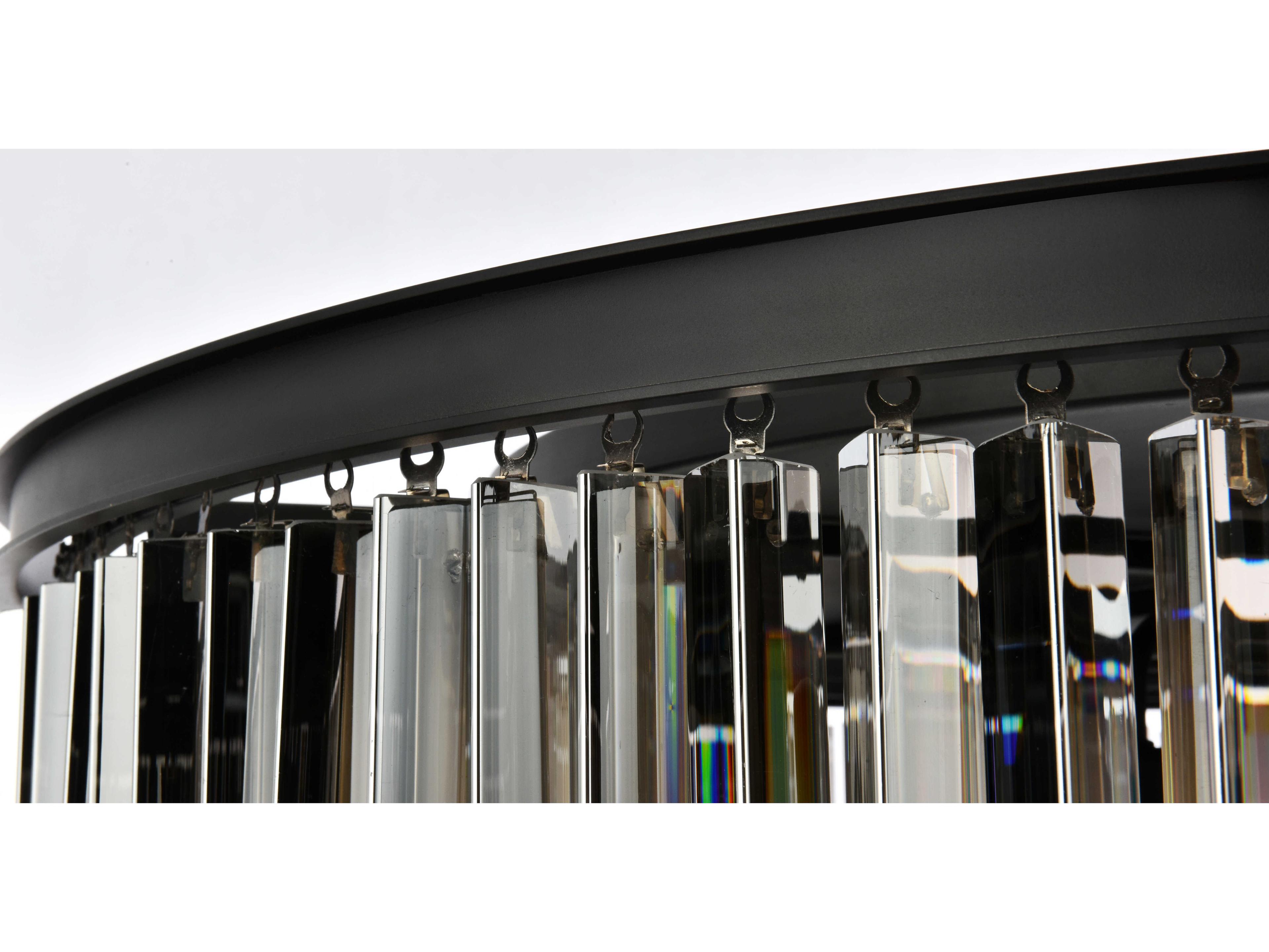 Elegant Lighting Sydney 10-Light Matte Black Silver Crystal Drum Pendant