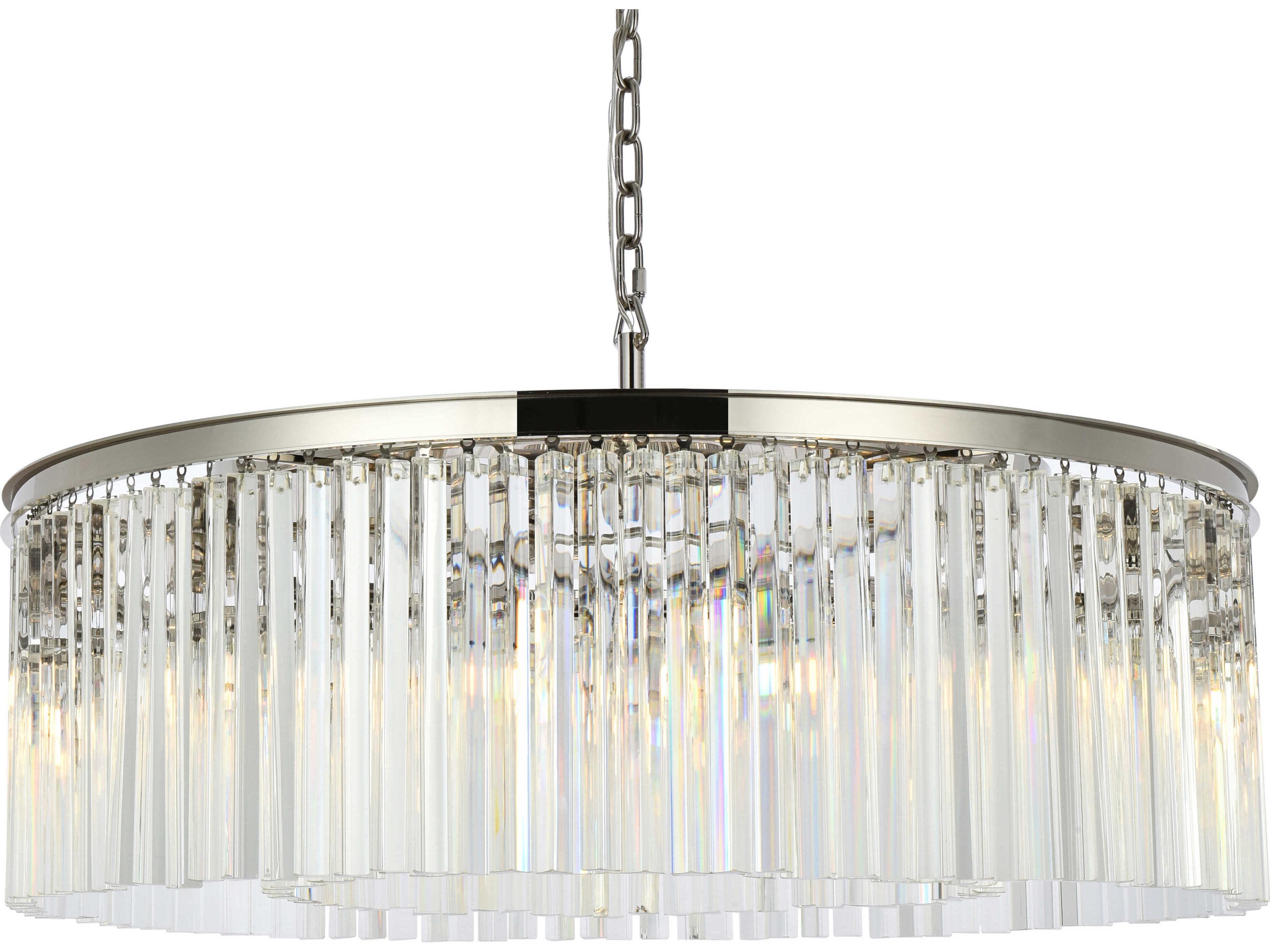 Elegant Lighting Sydney 10-Light Polished Nickel Clear Crystal Drum Pendant