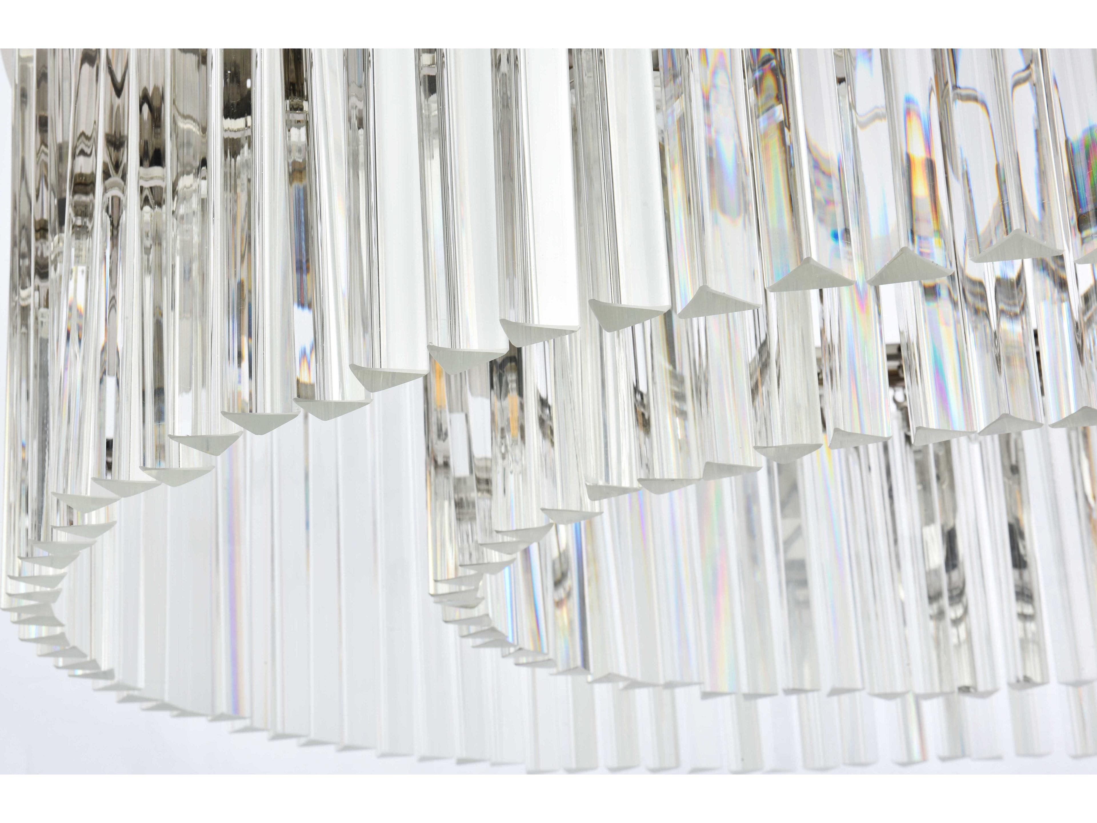 Elegant Lighting Sydney 10-Light Polished Nickel Clear Crystal Drum Pendant