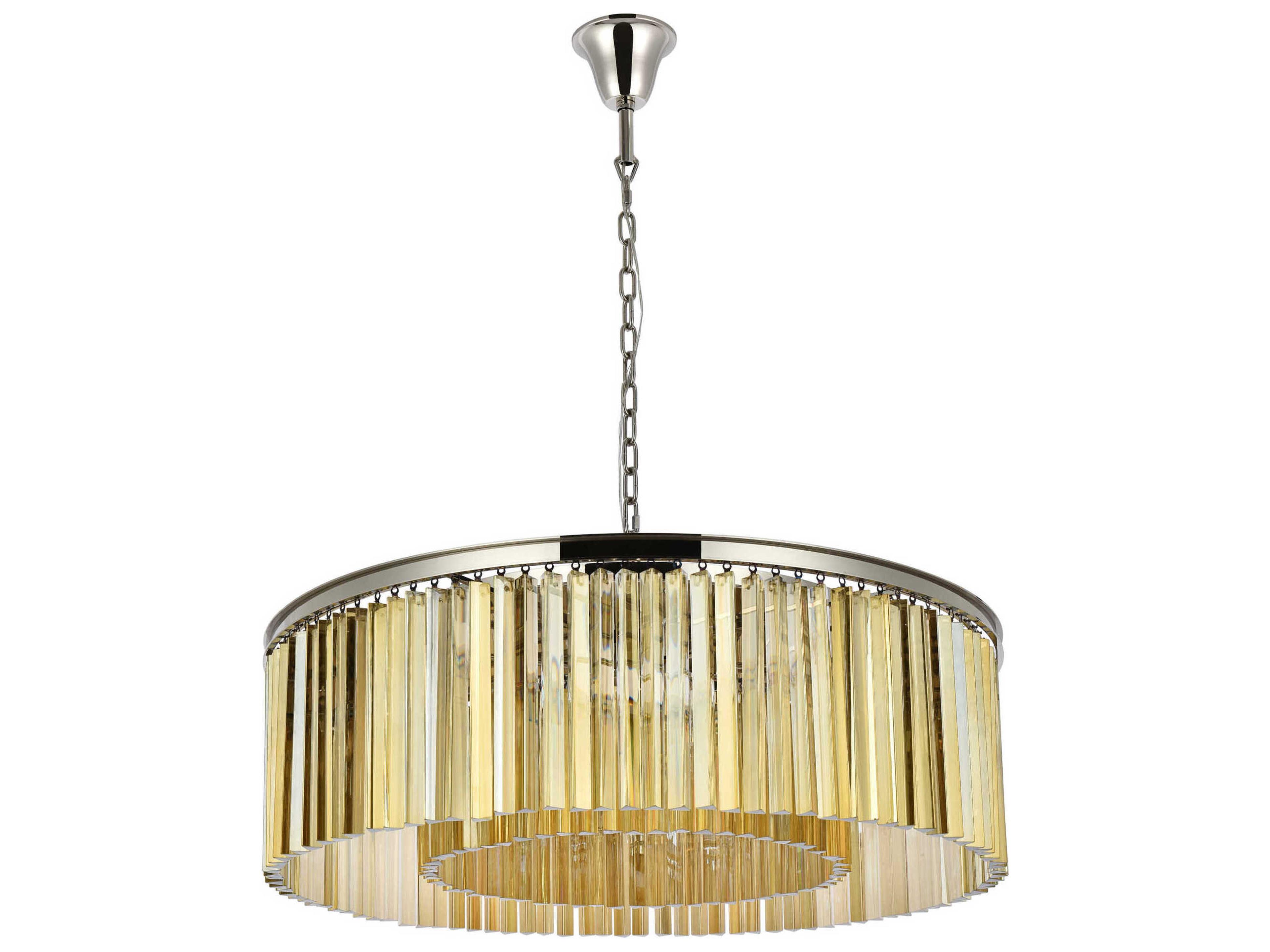 Elegant Lighting Sydney 10-Light Polished Nickel Gold Crystal Drum Pendant