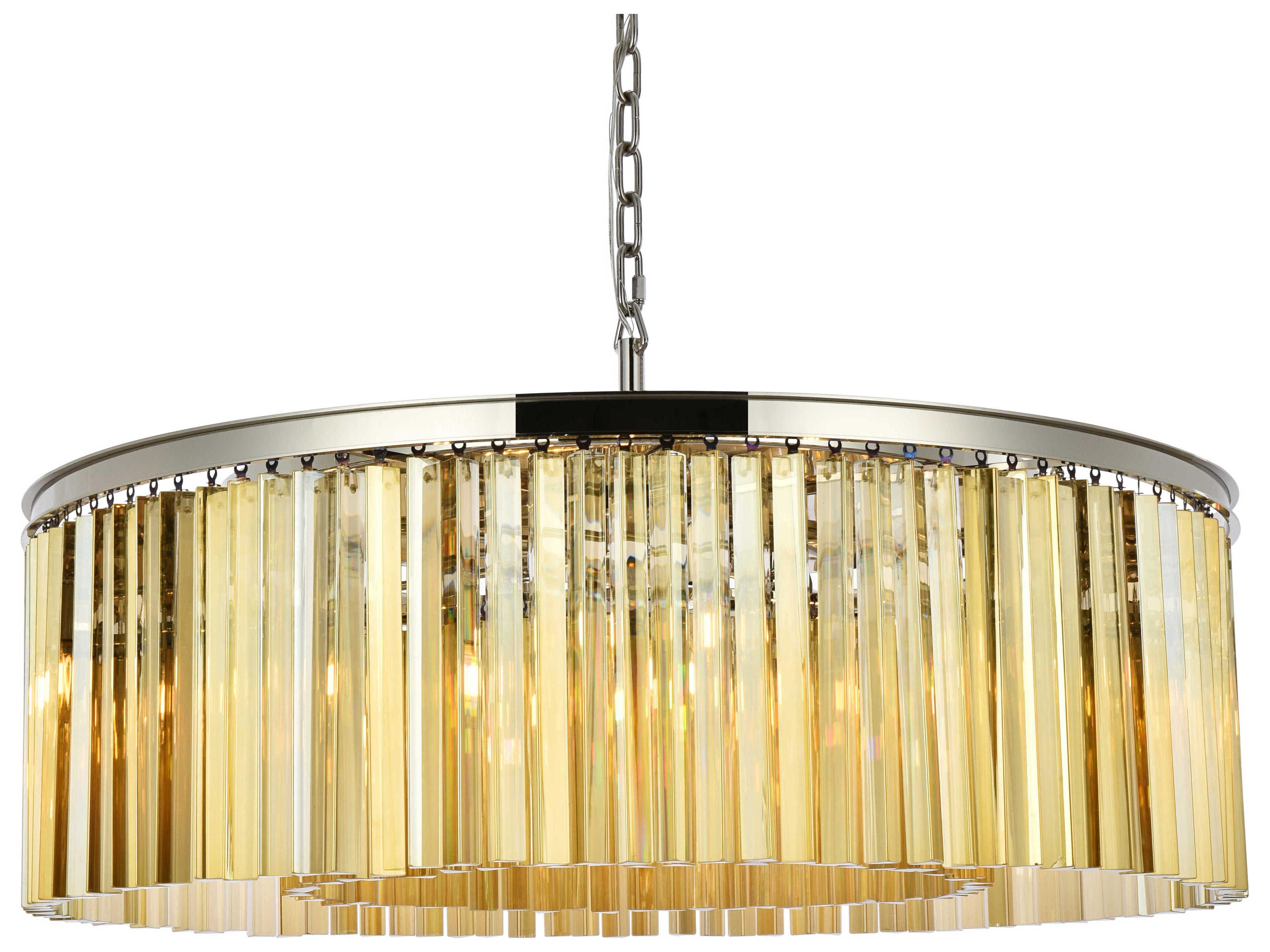 Elegant Lighting Sydney 10-Light Polished Nickel Gold Crystal Drum Pendant