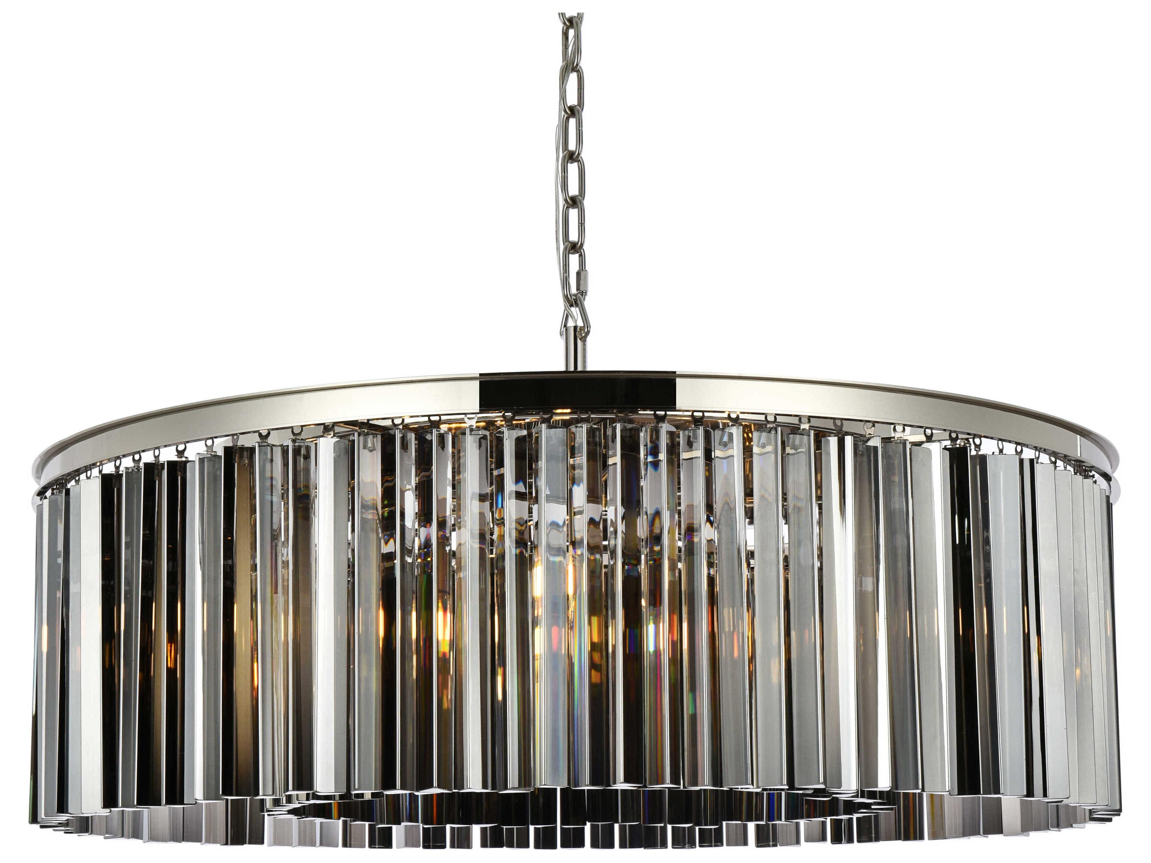 Elegant Lighting Sydney 10-Light Polished Nickel Silver Crystal Drum Pendant