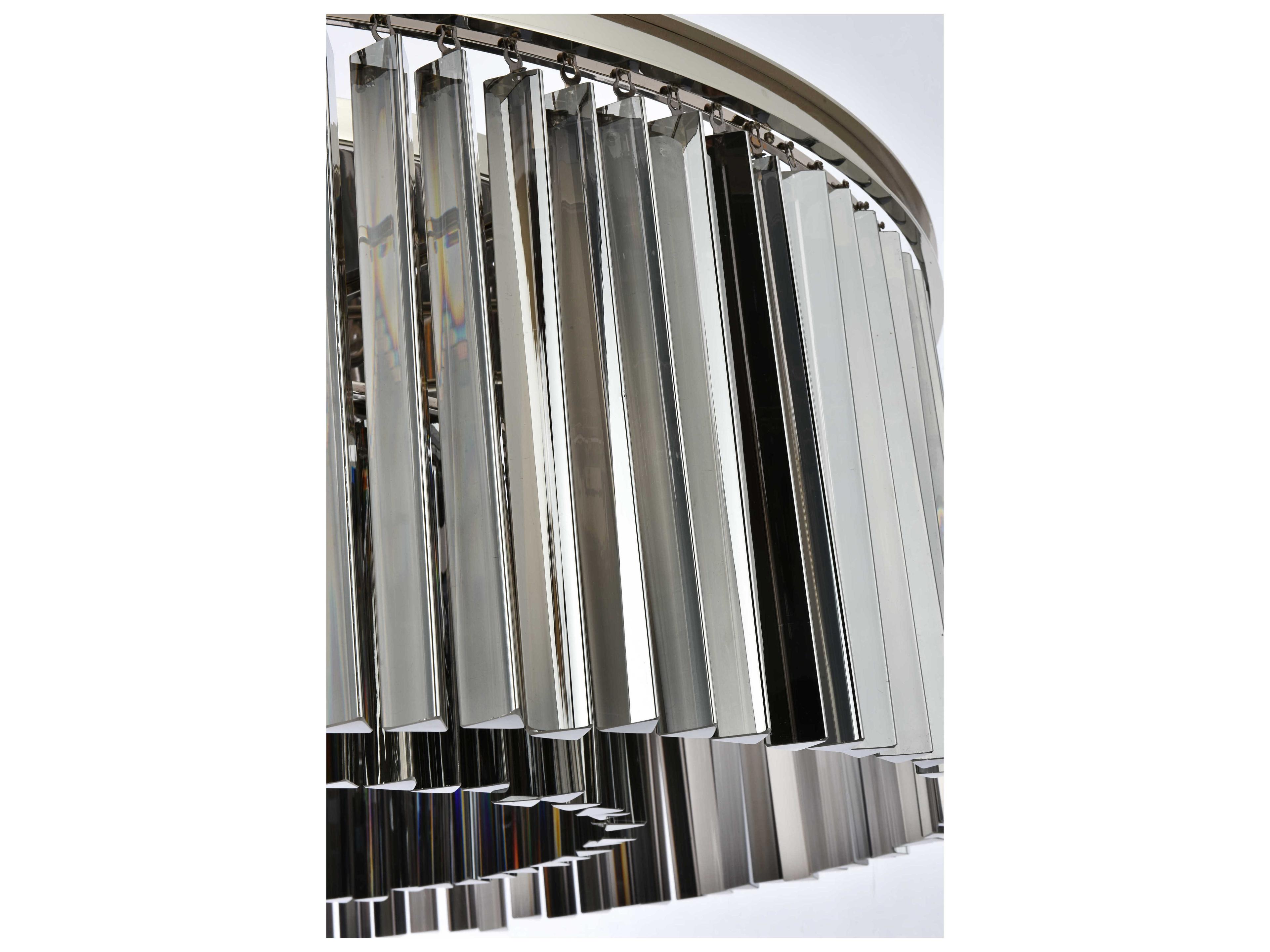 Elegant Lighting Sydney 10-Light Polished Nickel Silver Crystal Drum Pendant