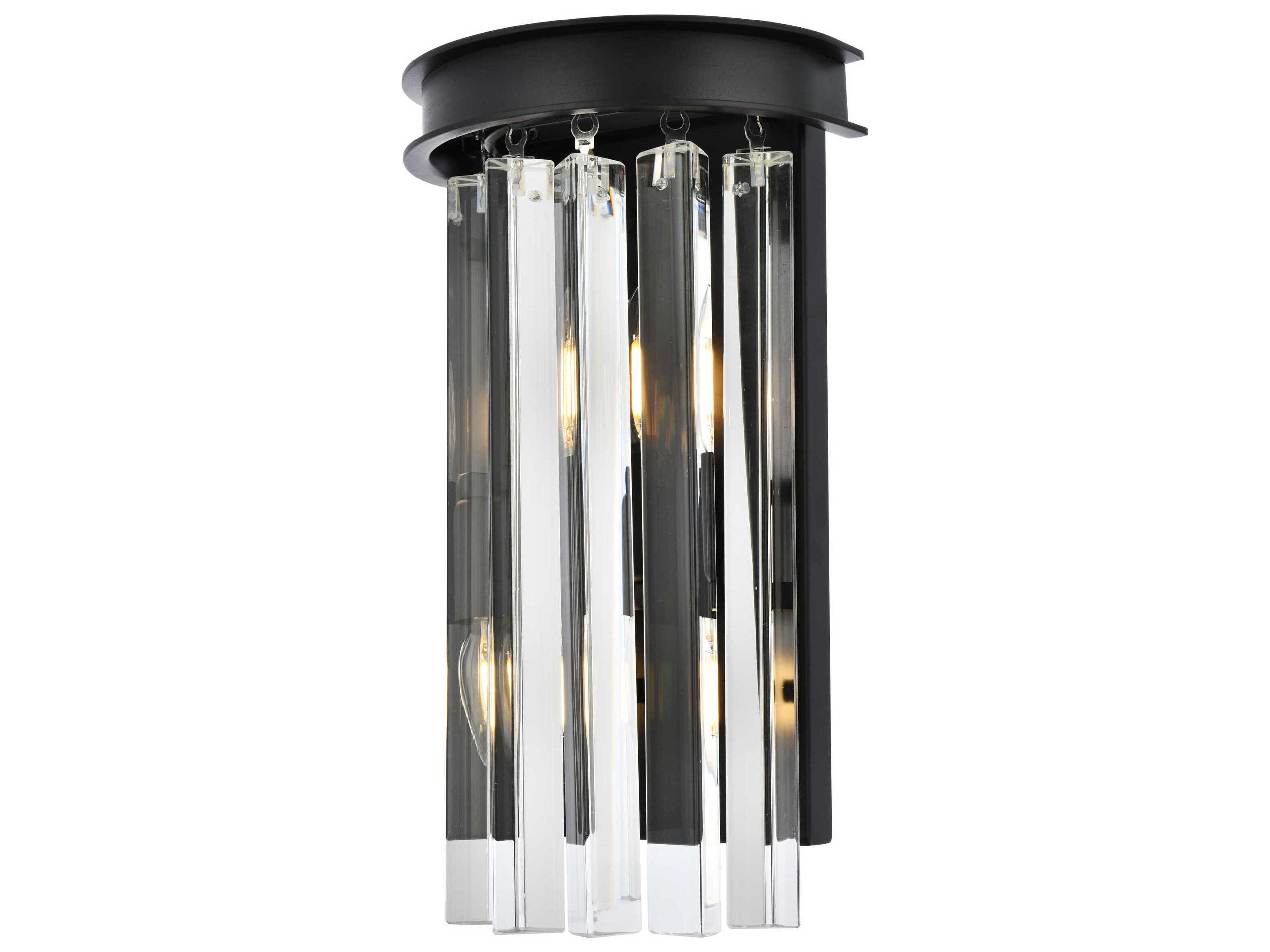 Elegant Lighting Sydney Matte Black Clear Crystal Wall Sconce