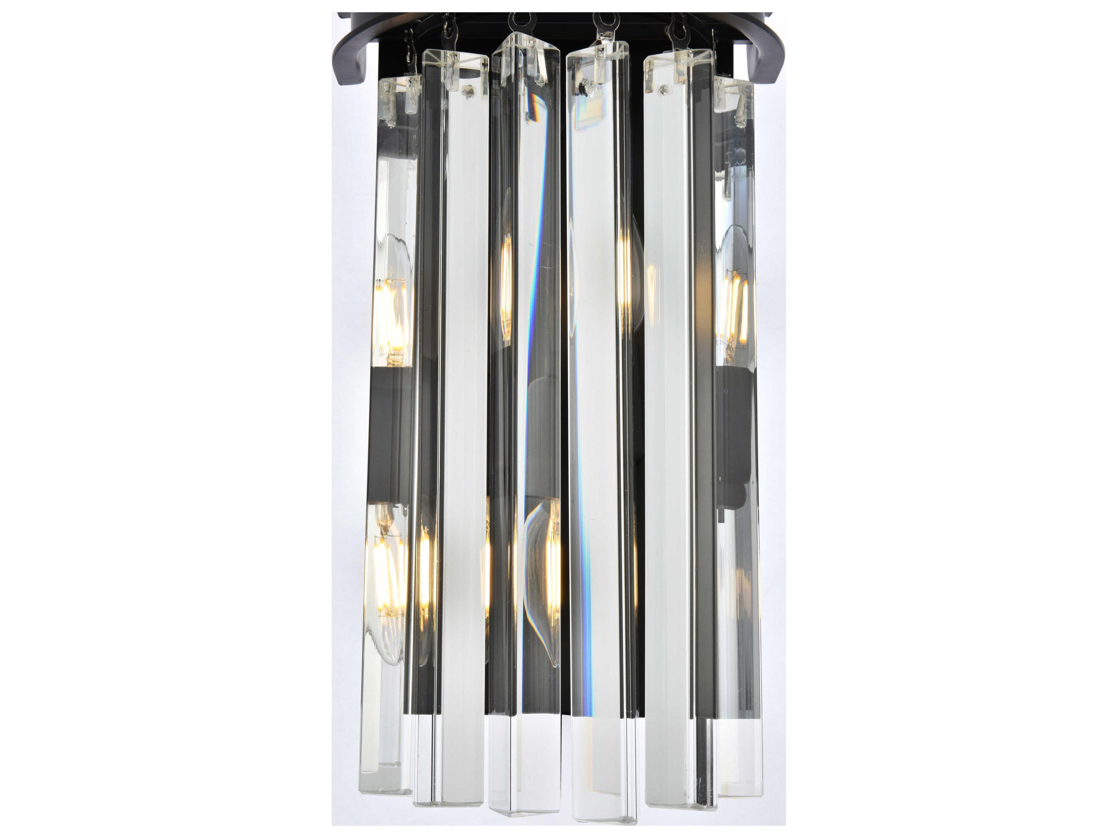 Elegant Lighting Sydney Matte Black Clear Crystal Wall Sconce