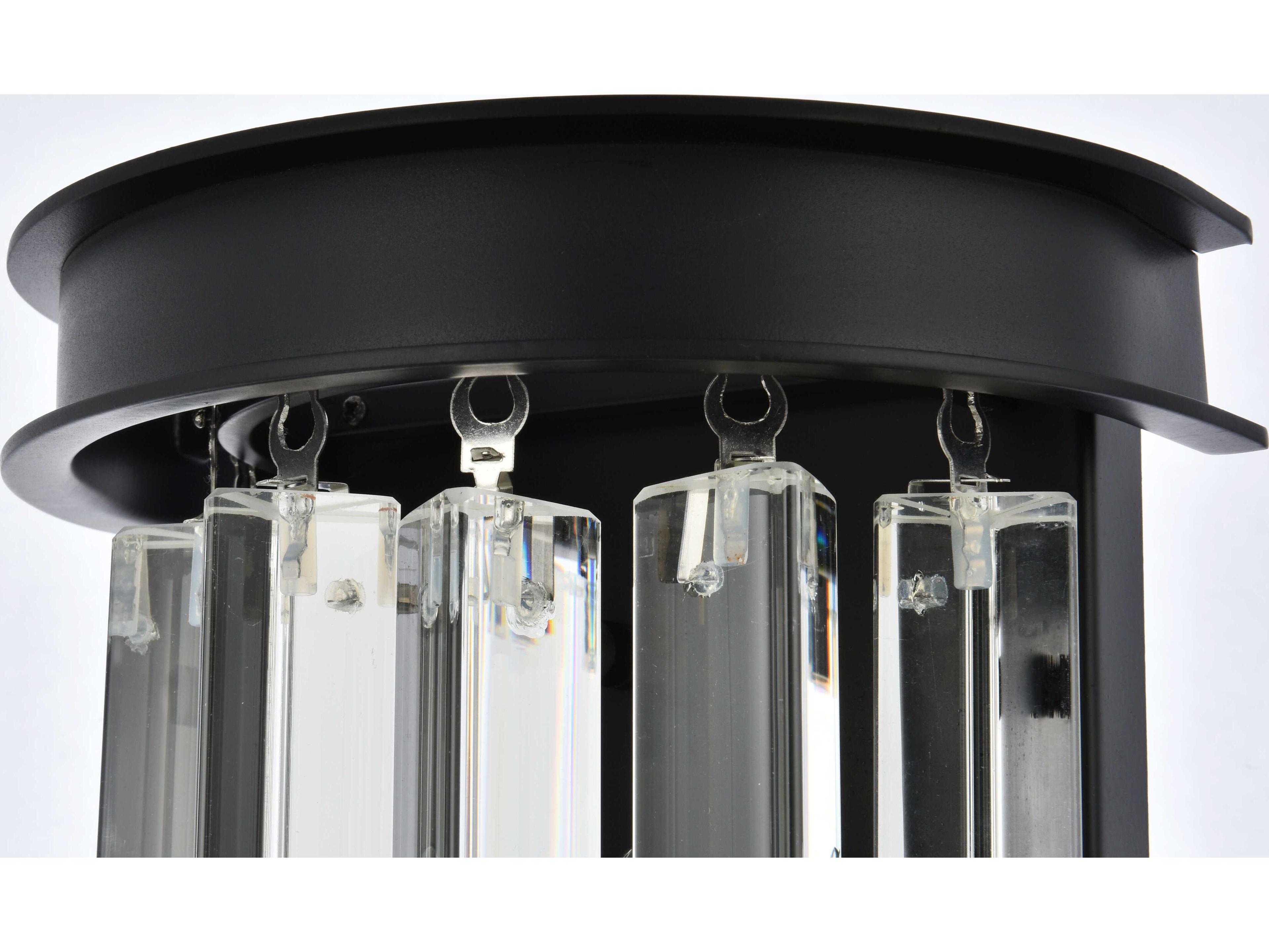 Elegant Lighting Sydney Matte Black Clear Crystal Wall Sconce