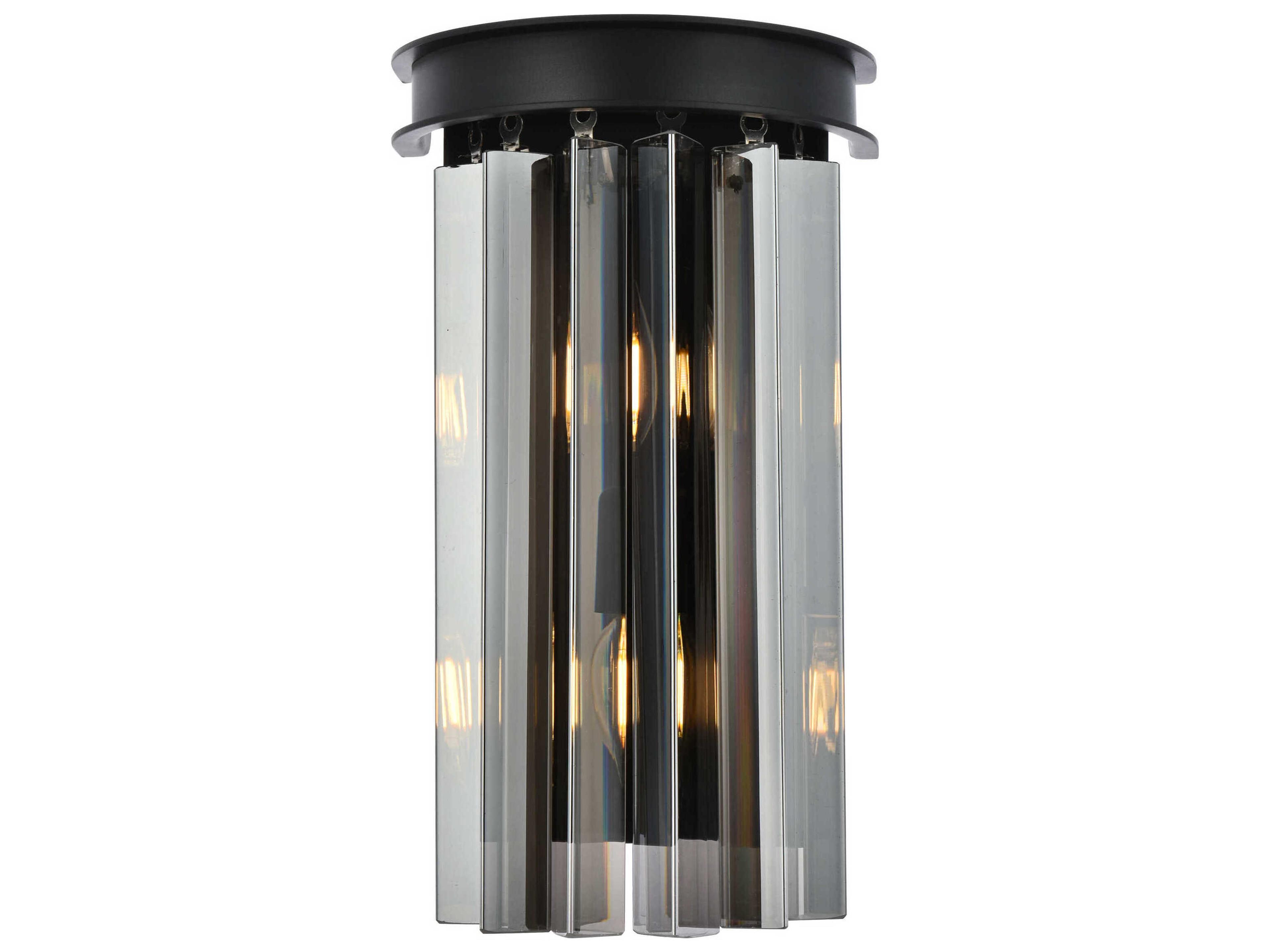 Elegant Lighting Sydney Matte Black Silver Crystal Wall Sconce