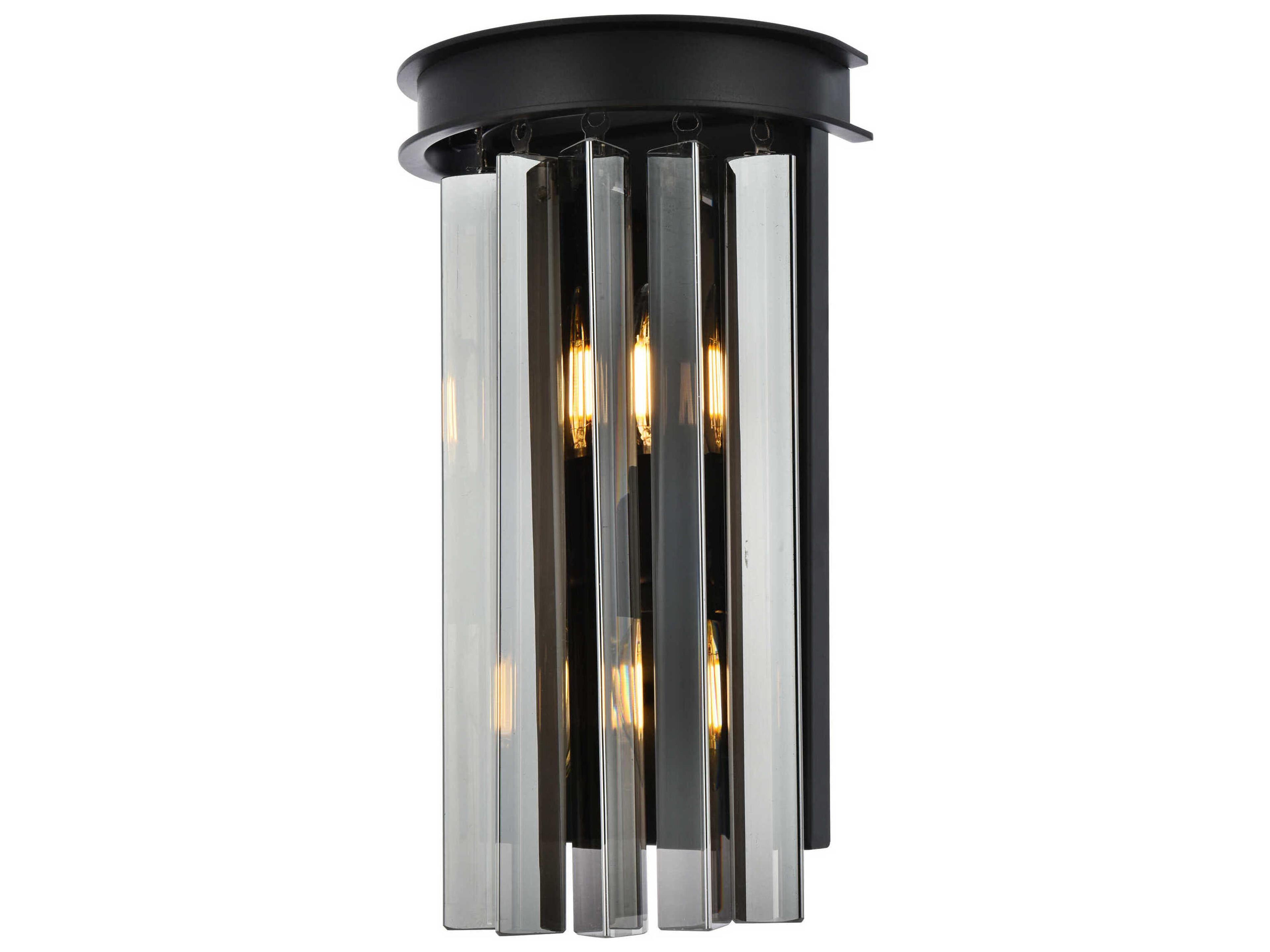 Elegant Lighting Sydney Matte Black Silver Crystal Wall Sconce