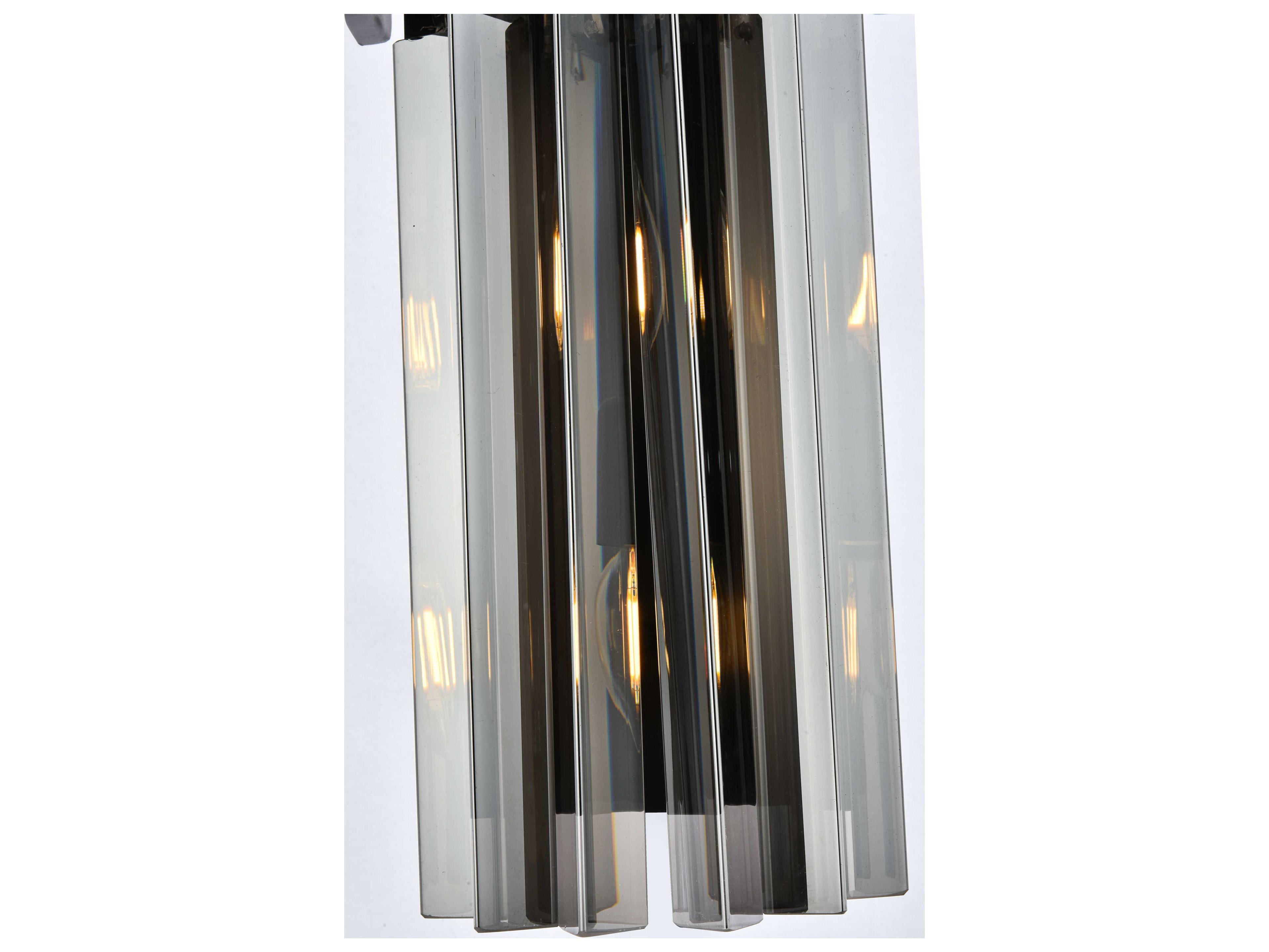 Elegant Lighting Sydney Matte Black Silver Crystal Wall Sconce