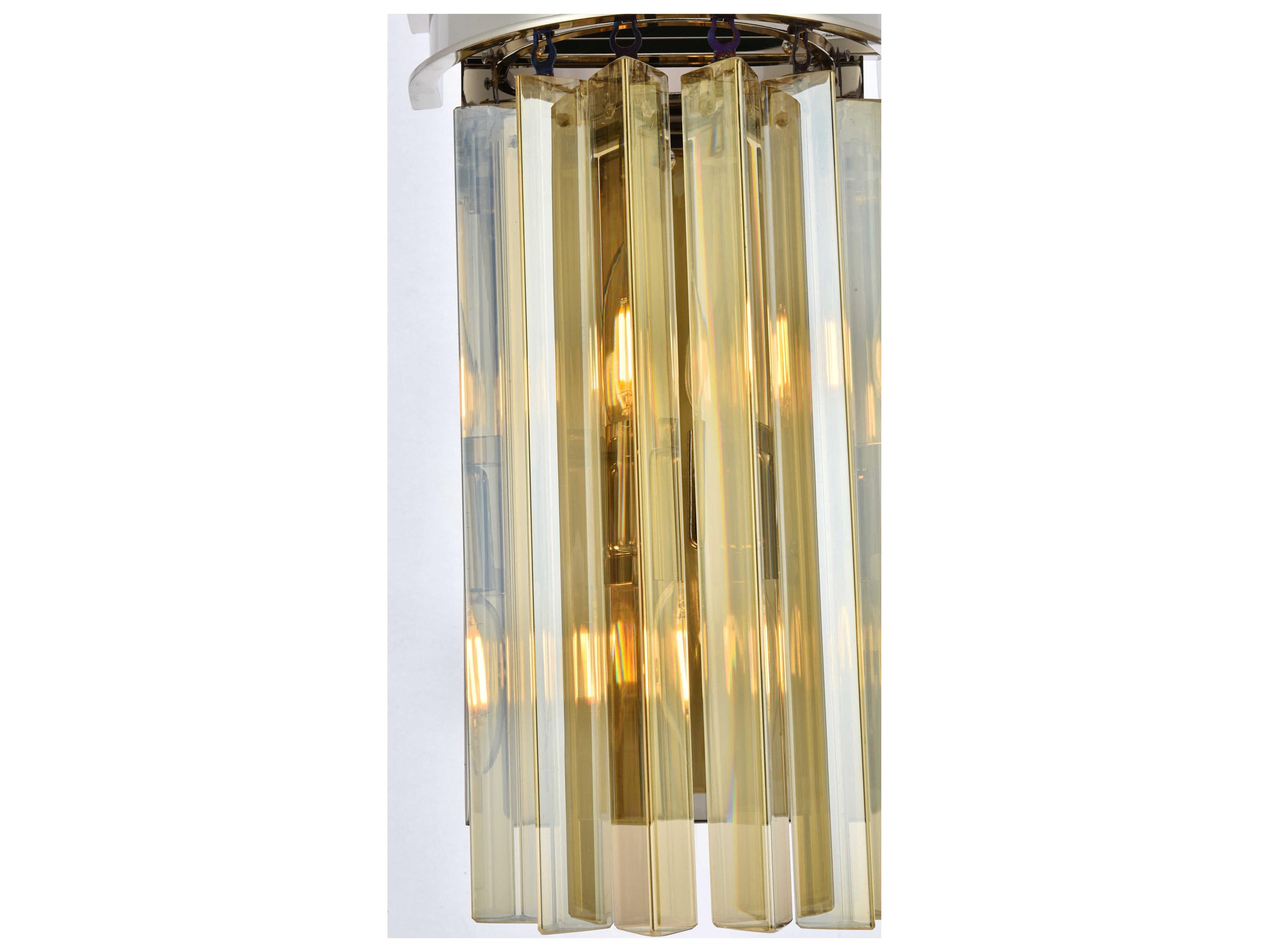 Elegant Lighting Sydney Polished Nickel Gold Crystal Wall Sconce