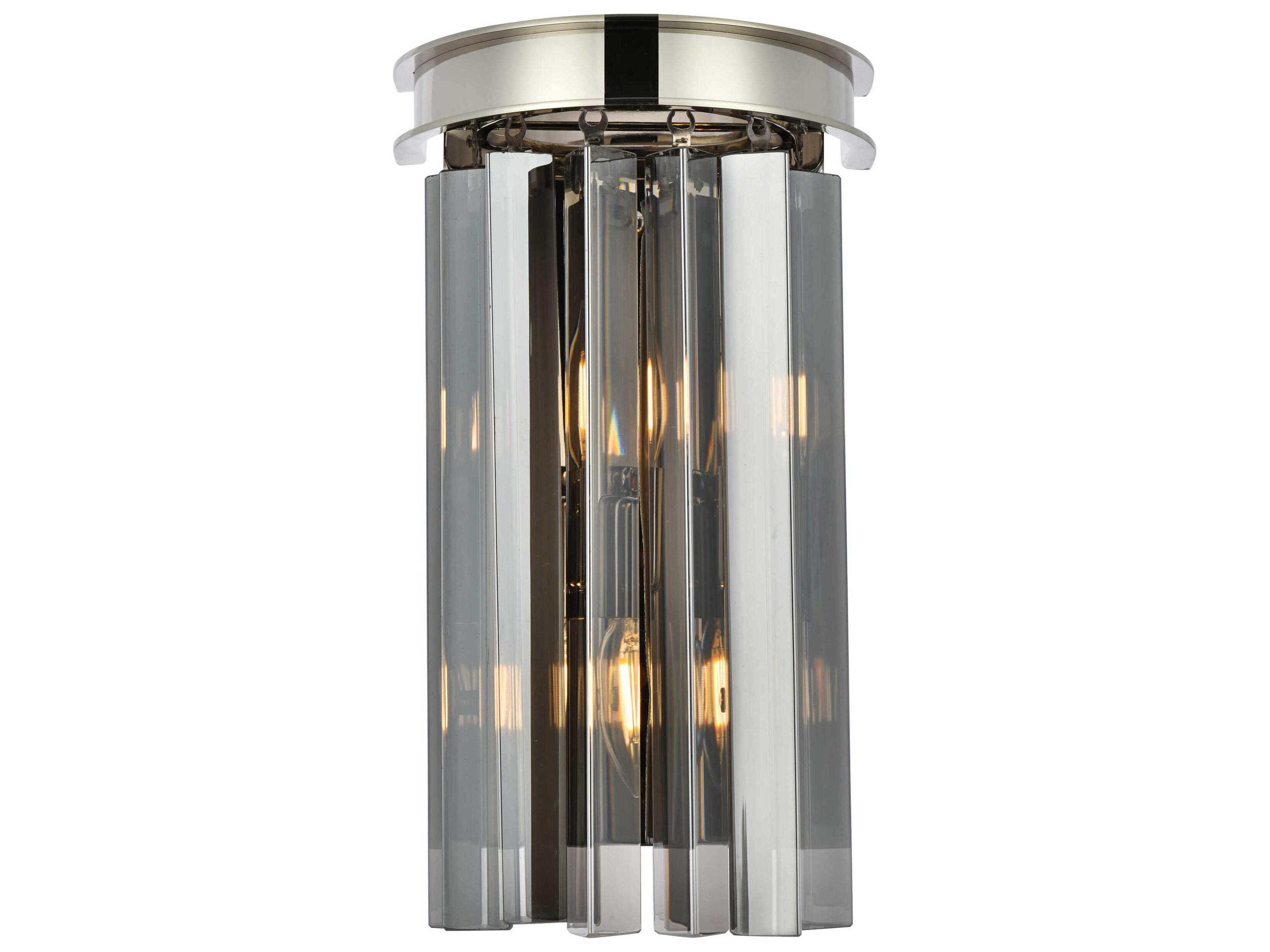 Sydney Polished Nickel Silver Crystal Wall Sconce