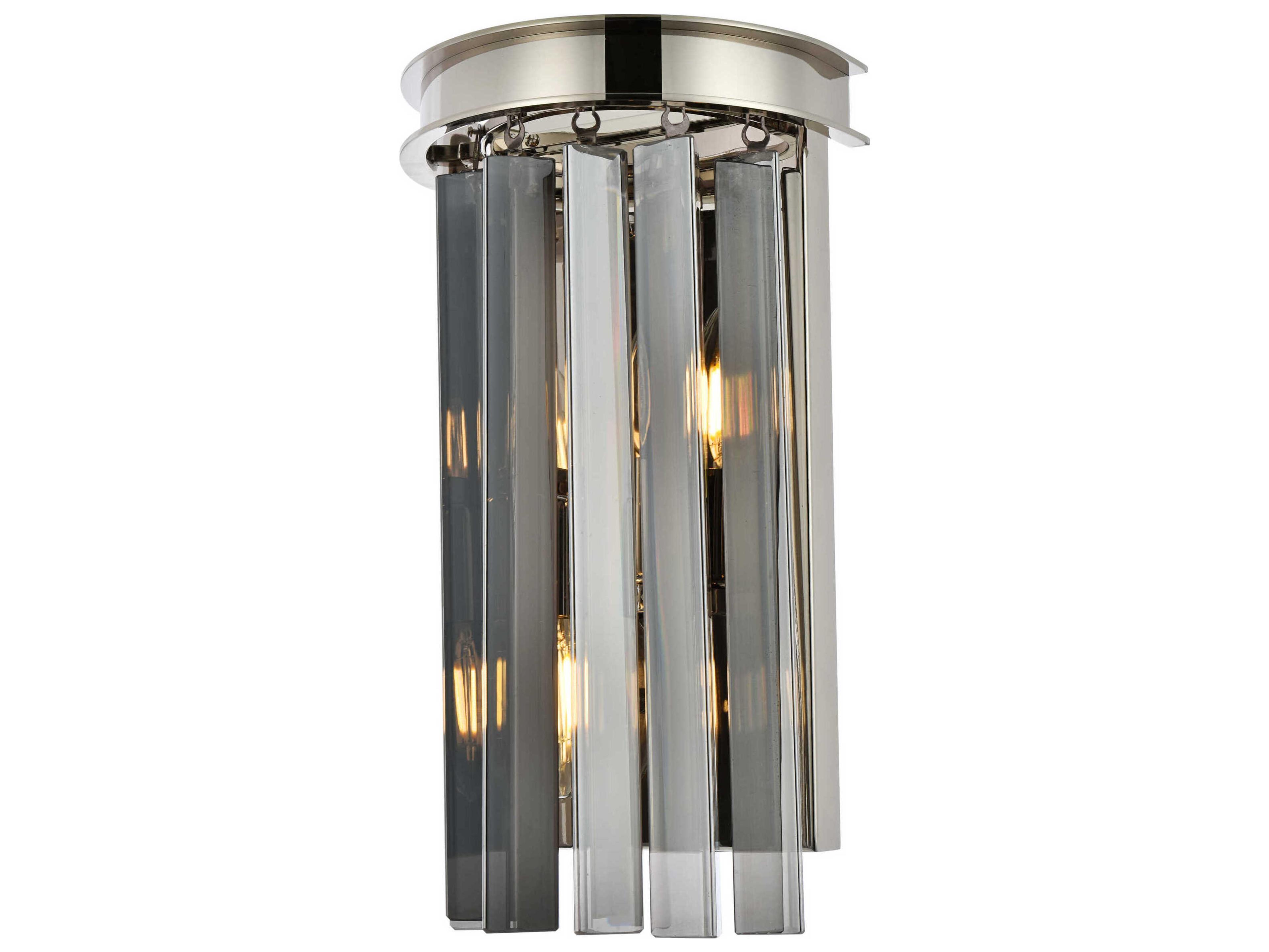 Elegant Lighting Sydney Polished Nickel Silver Crystal Wall Sconce