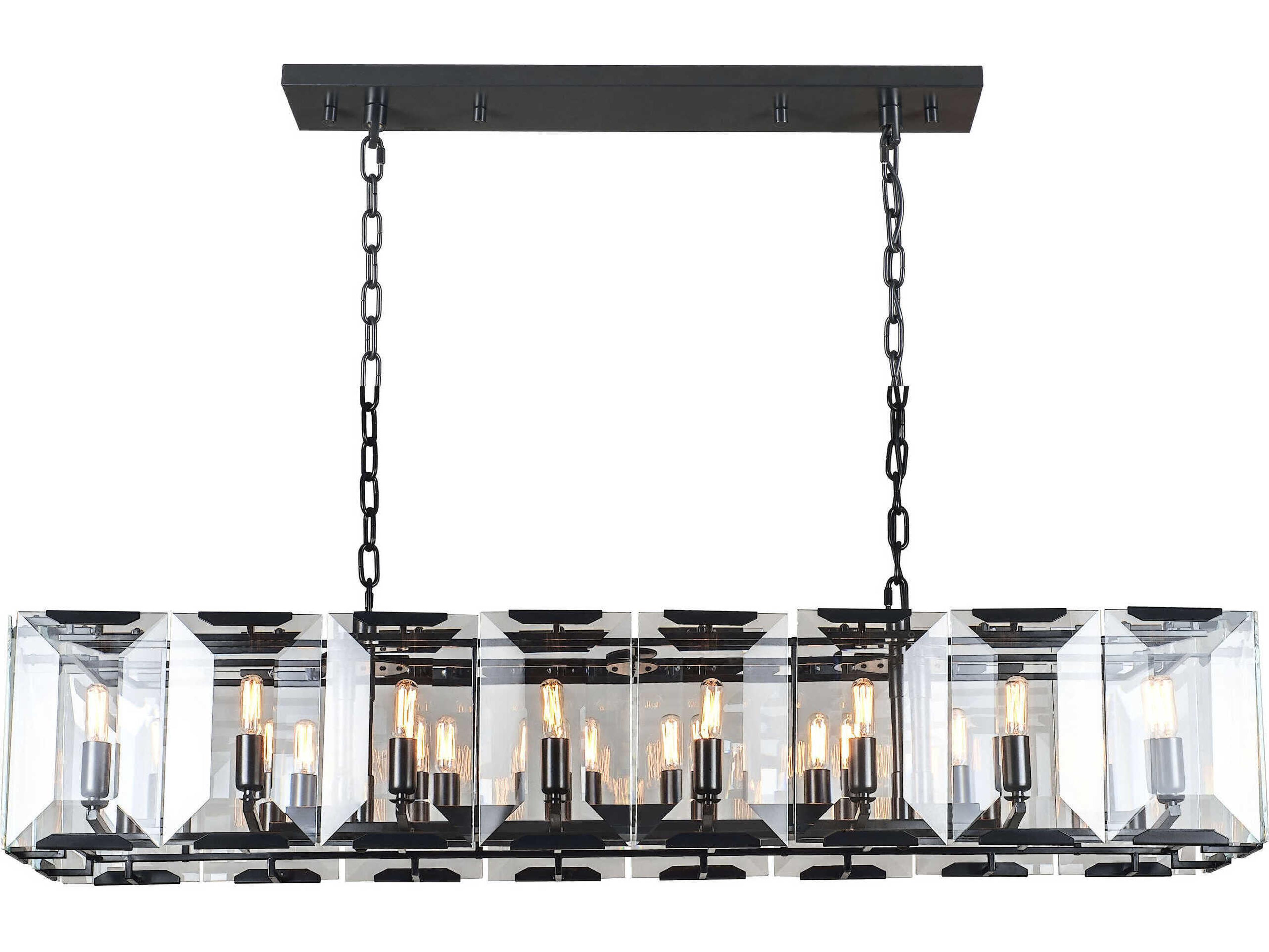 Monaco 16-Light-Light6 Matte Black Clear Glass Island Pendant