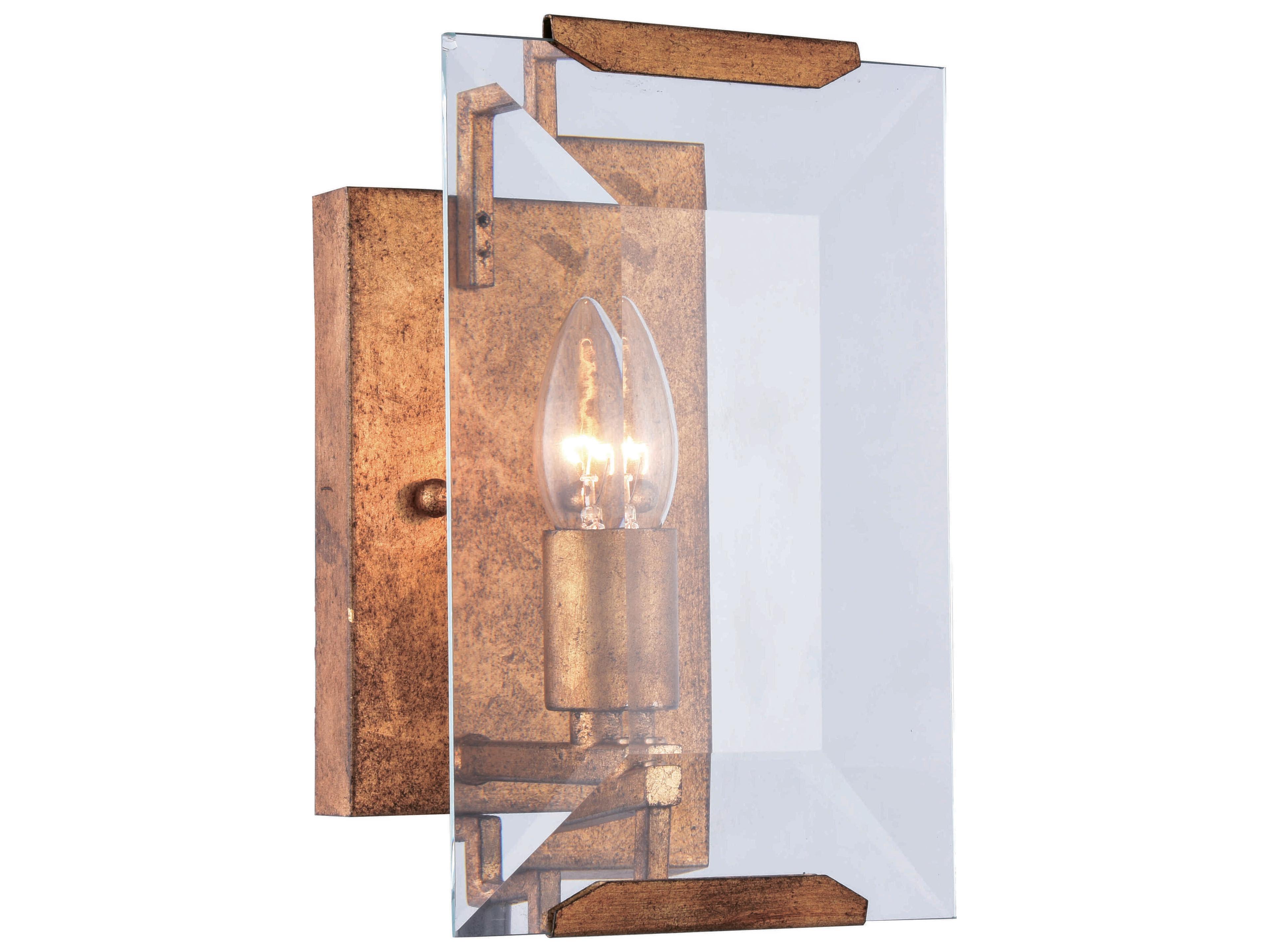 Monaco 1-Light Golden Iron Clear Glass Wall Sconce