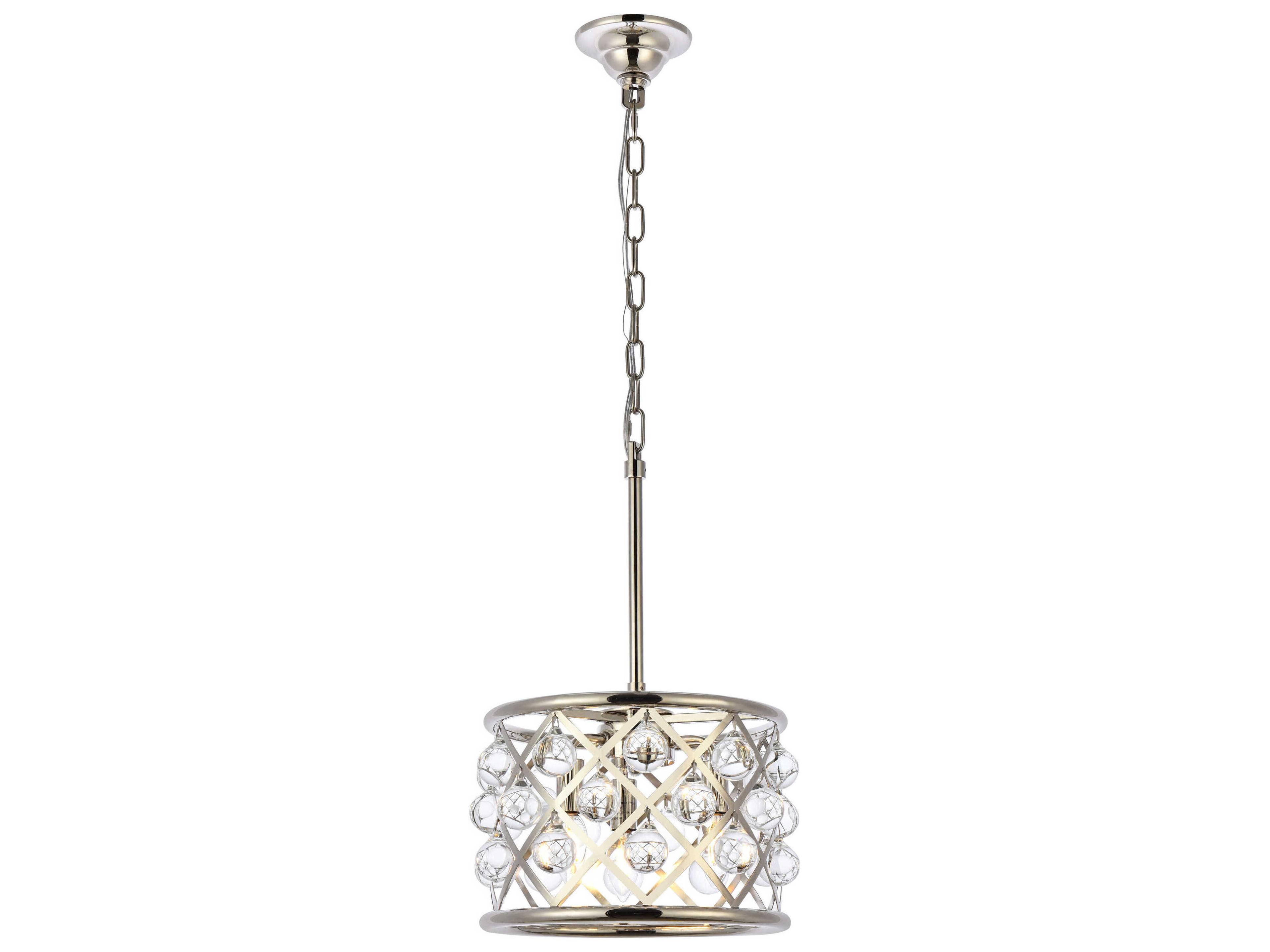 Madison 3-Light Polished Nickel Clear Crystal Drum Mini Pendant