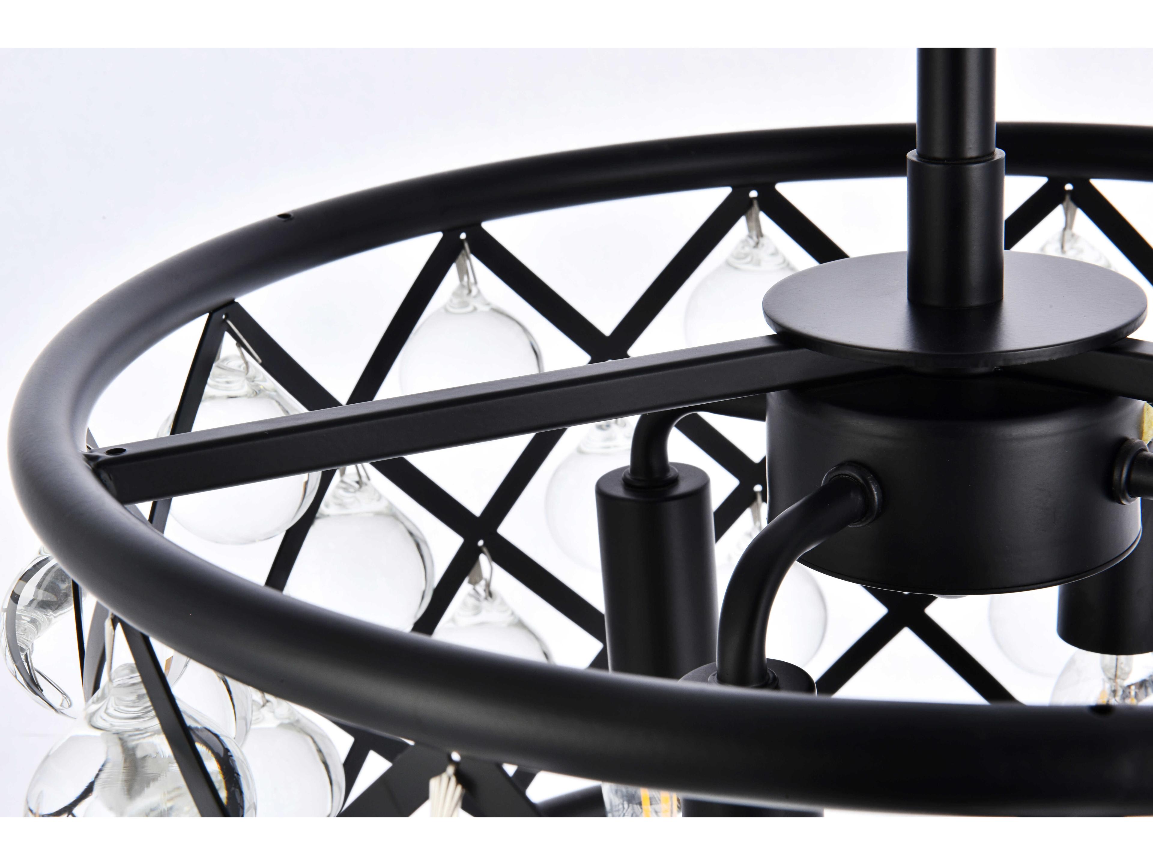 Elegant Lighting Madison 4-Light Matte Black Crystal Drum Pendant