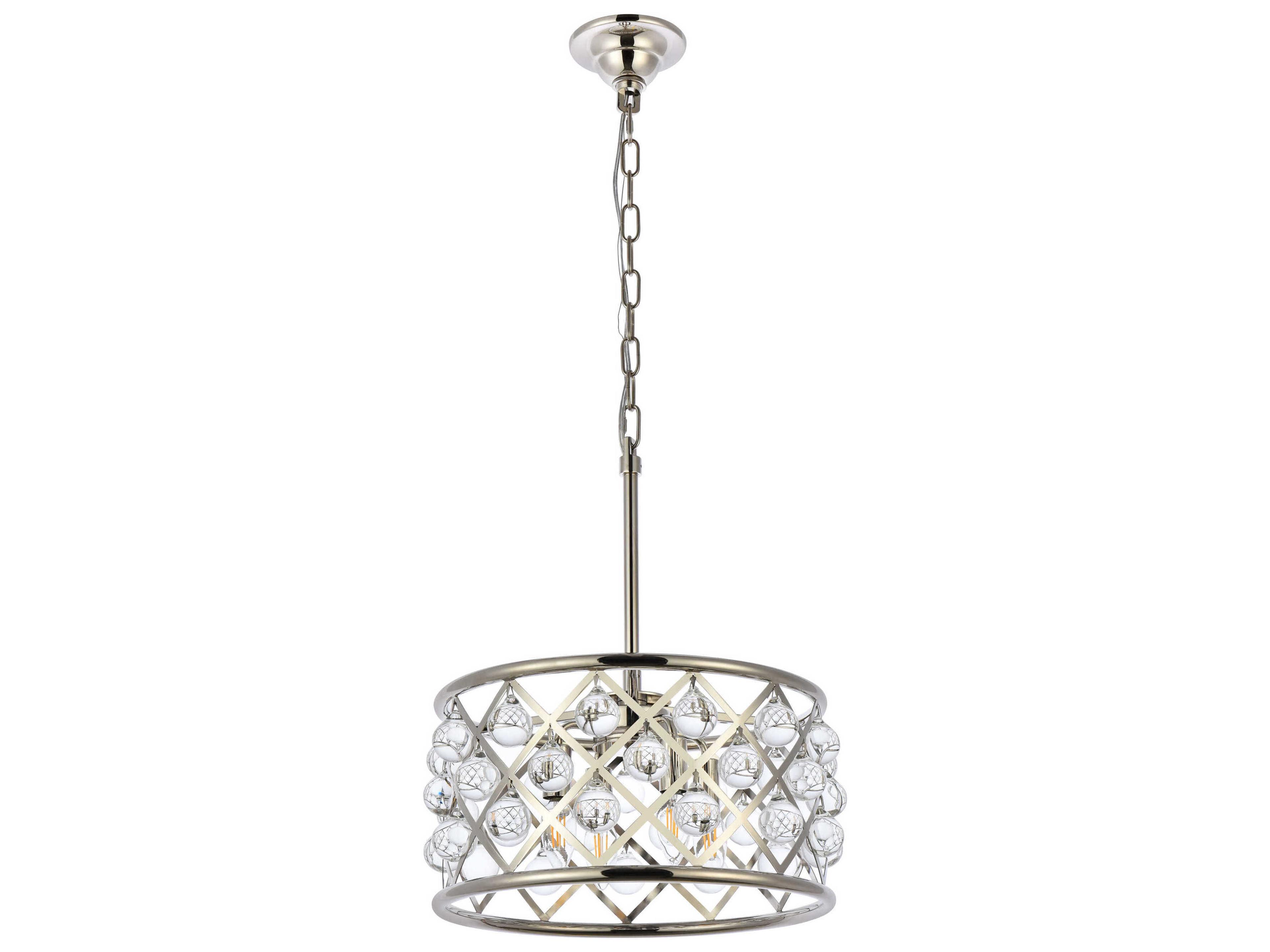 Elegant Lighting Madison 4-Light Polished Nickel Clear Crystal Drum Pendant