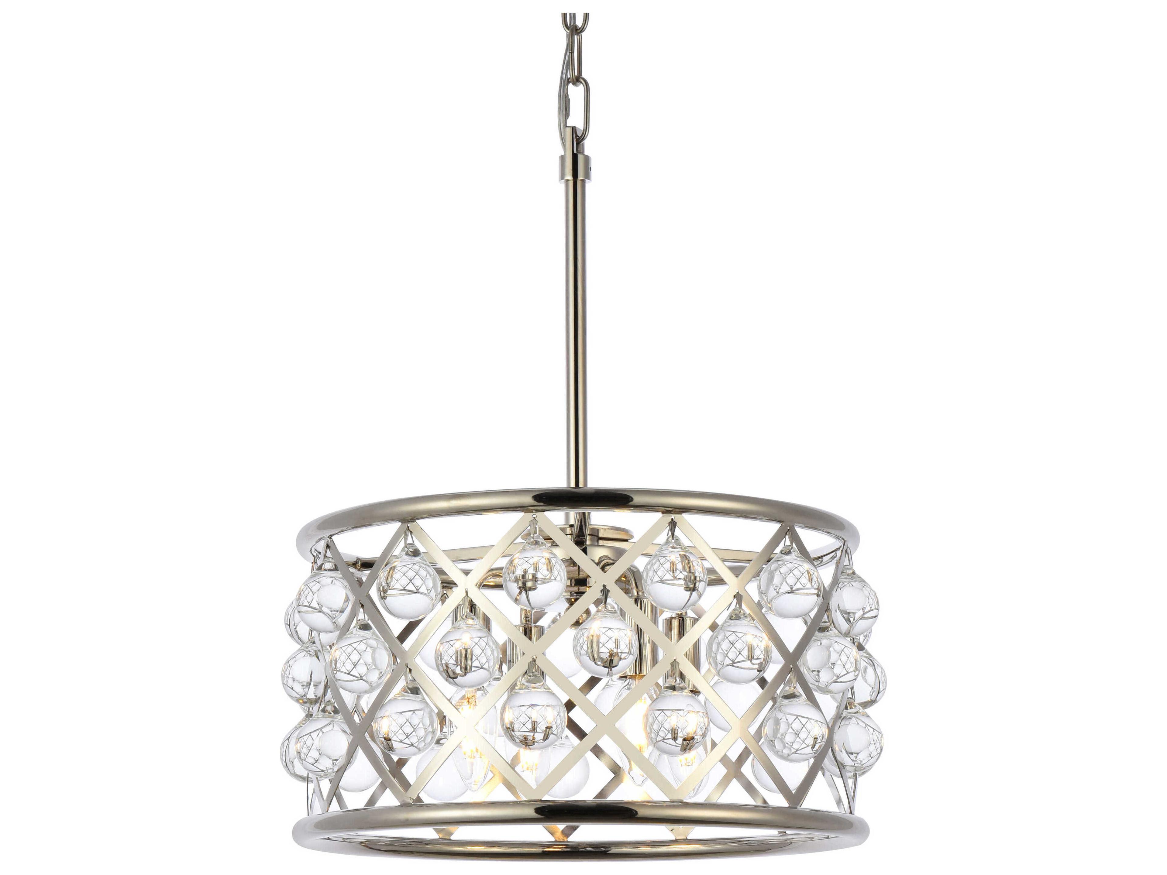 Elegant Lighting Madison 4-Light Polished Nickel Clear Crystal Drum Pendant