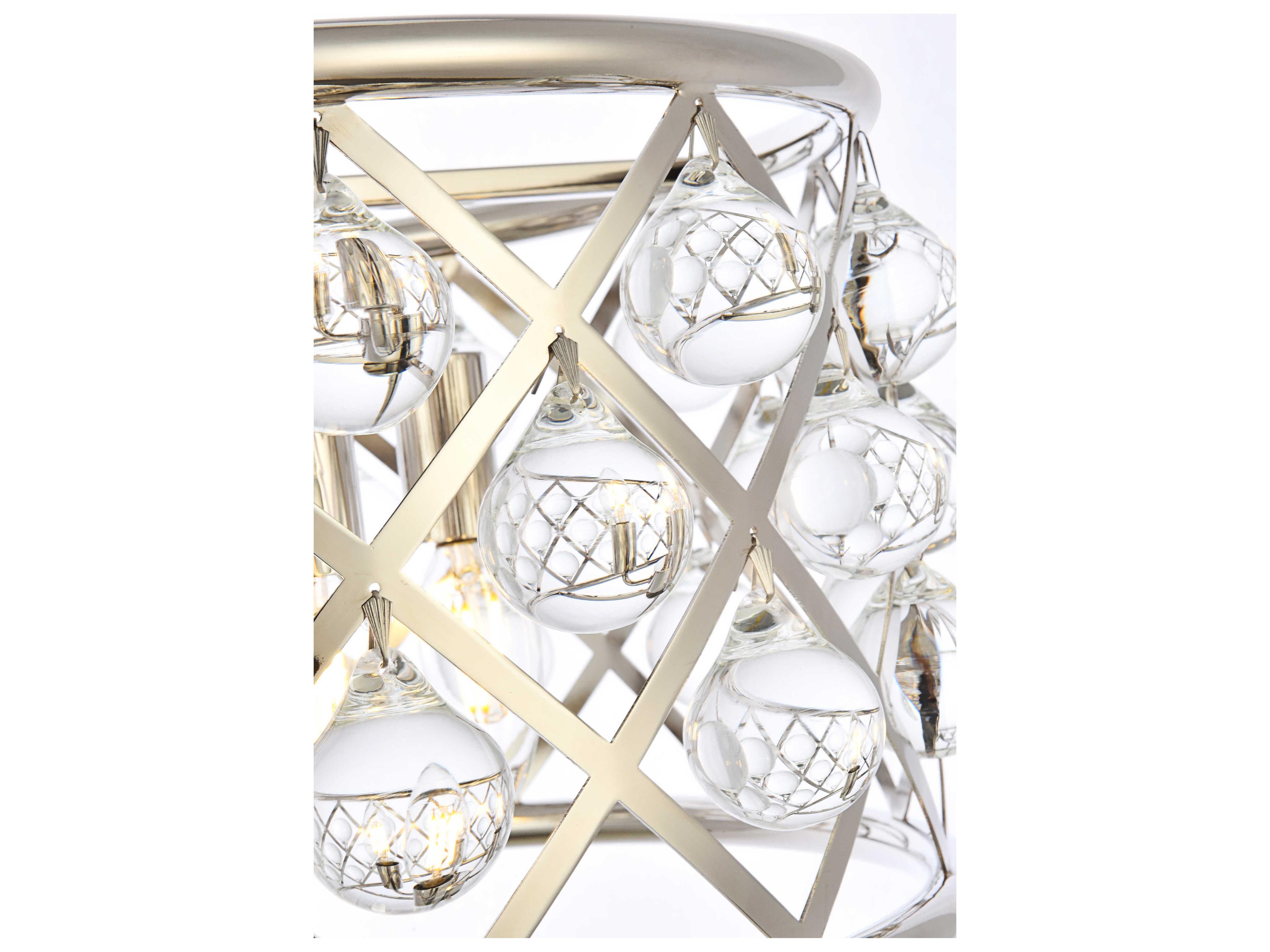 Elegant Lighting Madison 4-Light Polished Nickel Clear Crystal Drum Pendant