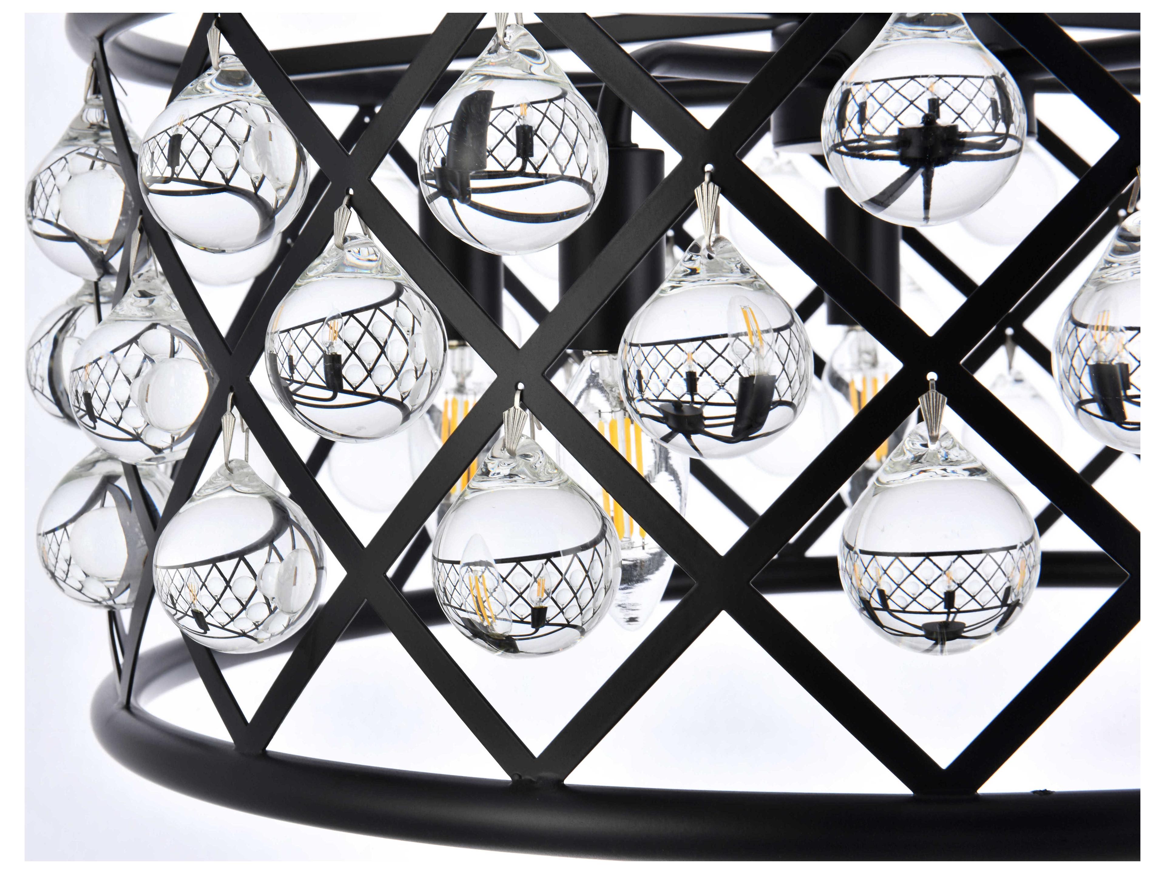Elegant Lighting Madison 5-Light Matte Black Clear Crystal Drum Pendant