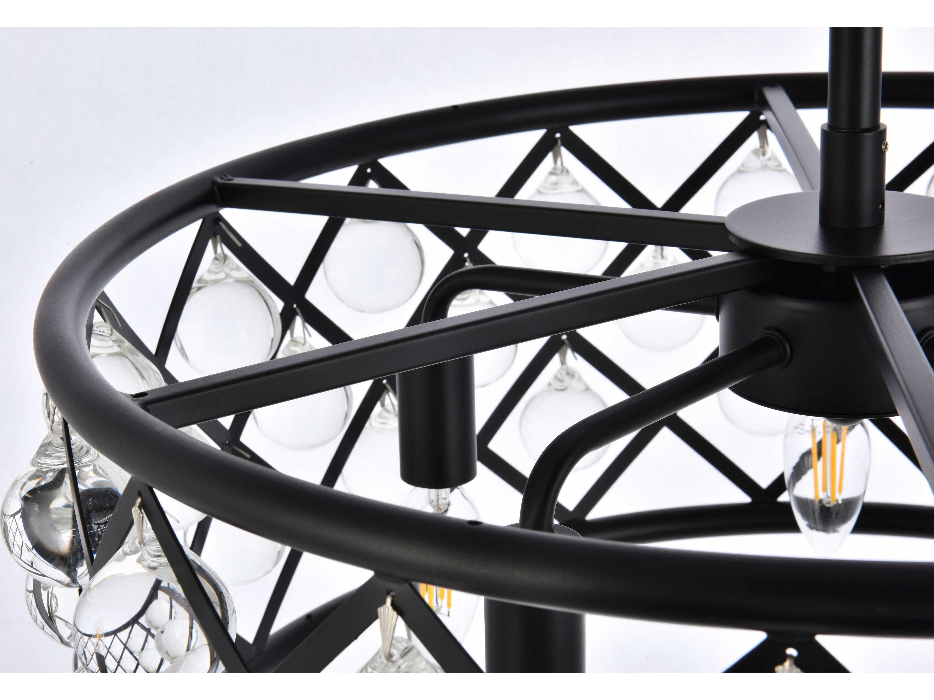 Elegant Lighting Madison 5-Light Matte Black Clear Crystal Drum Pendant