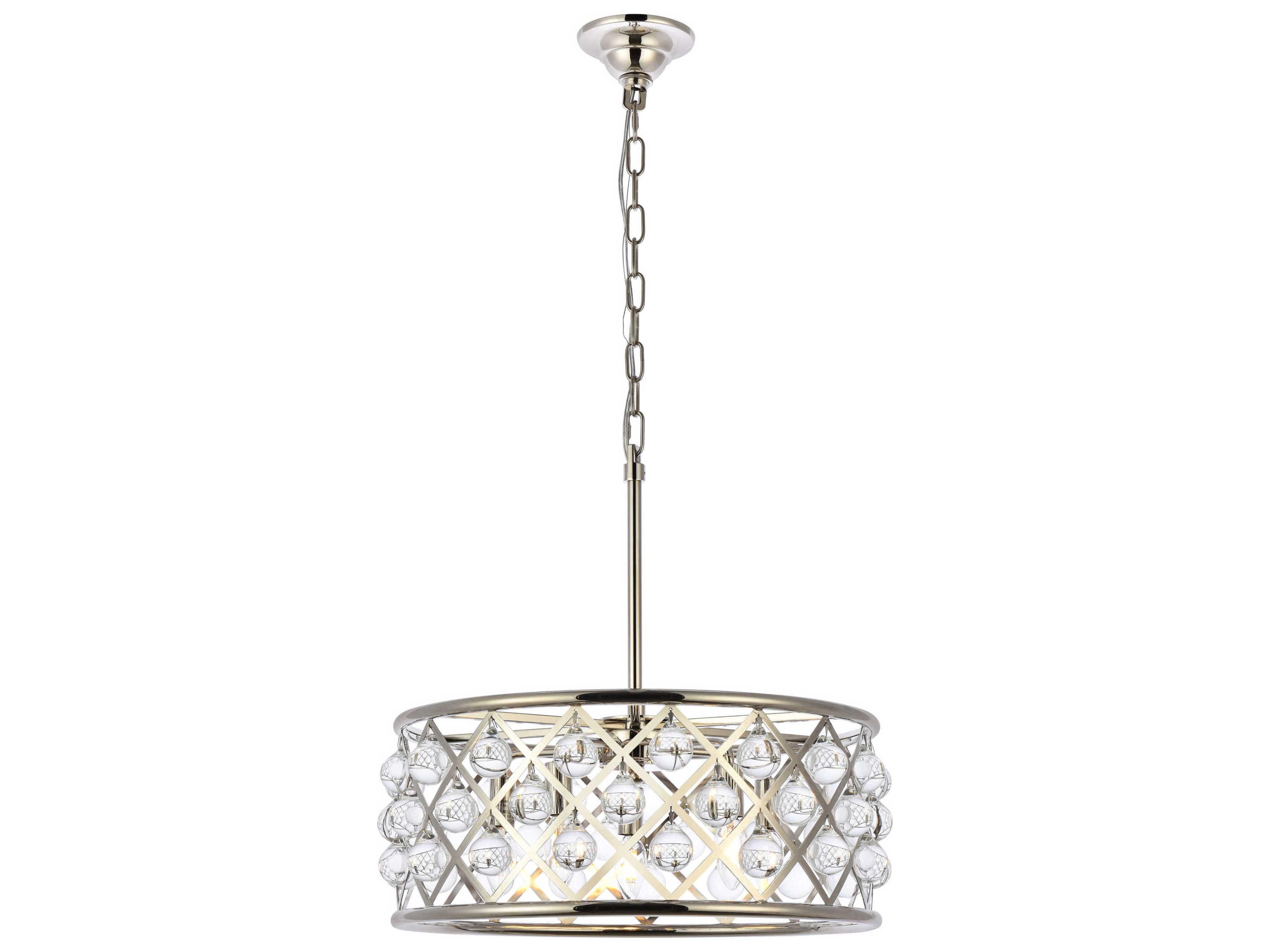 Elegant Lighting Madison 5-Light Polished Nickel Clear Crystal Drum Pendant