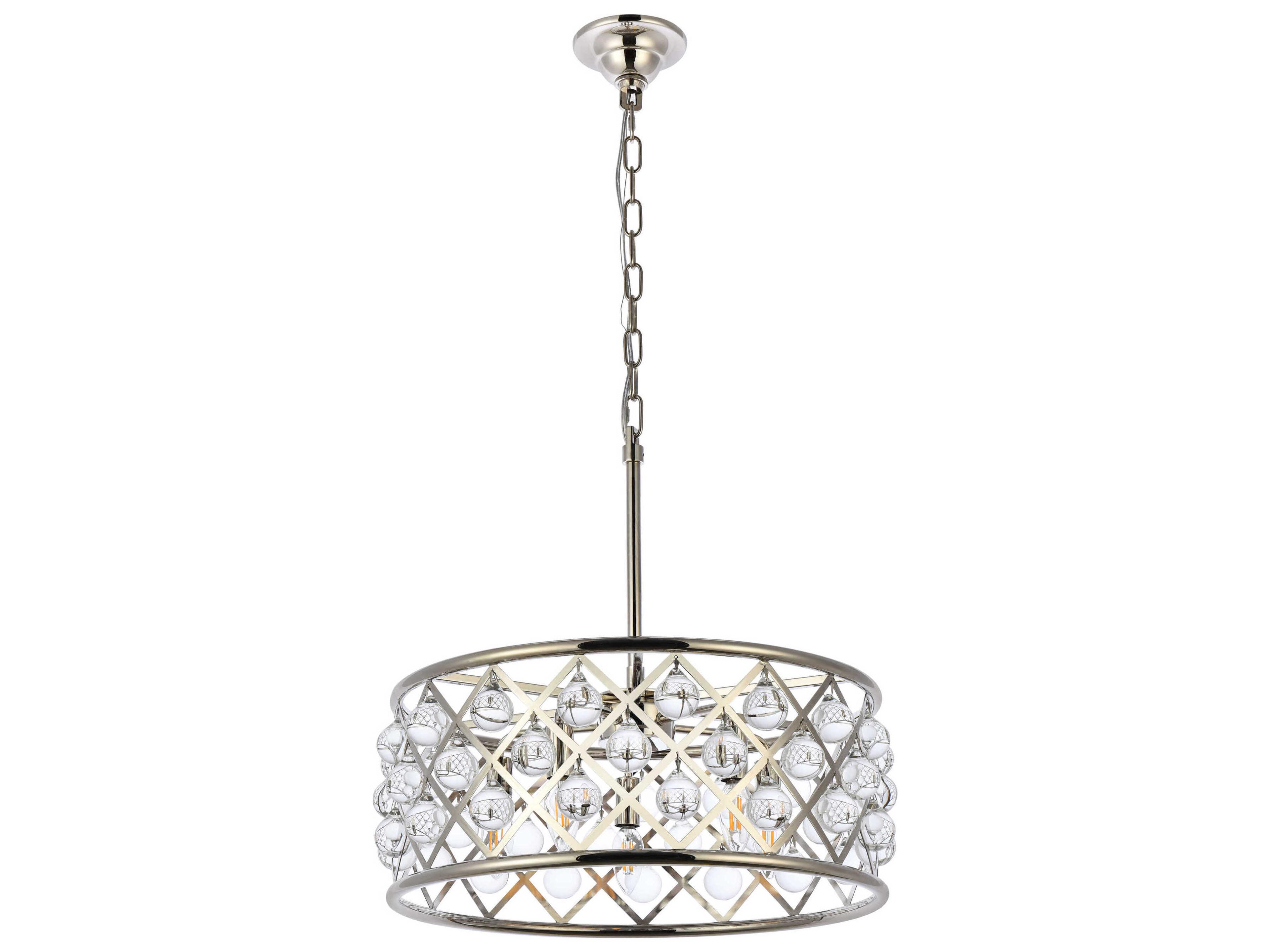 Elegant Lighting Madison 5-Light Polished Nickel Clear Crystal Drum Pendant