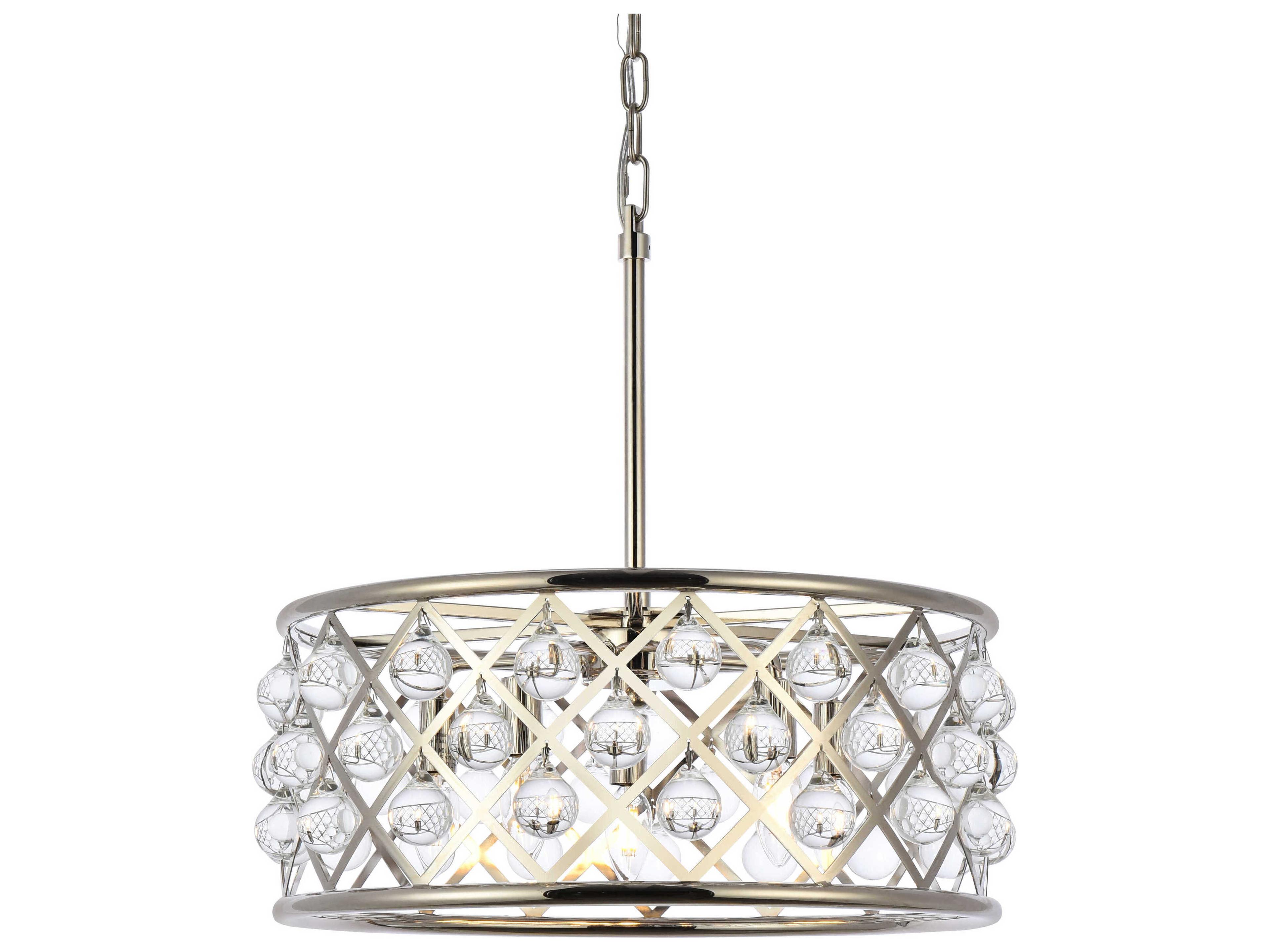 Elegant Lighting Madison 5-Light Polished Nickel Clear Crystal Drum Pendant