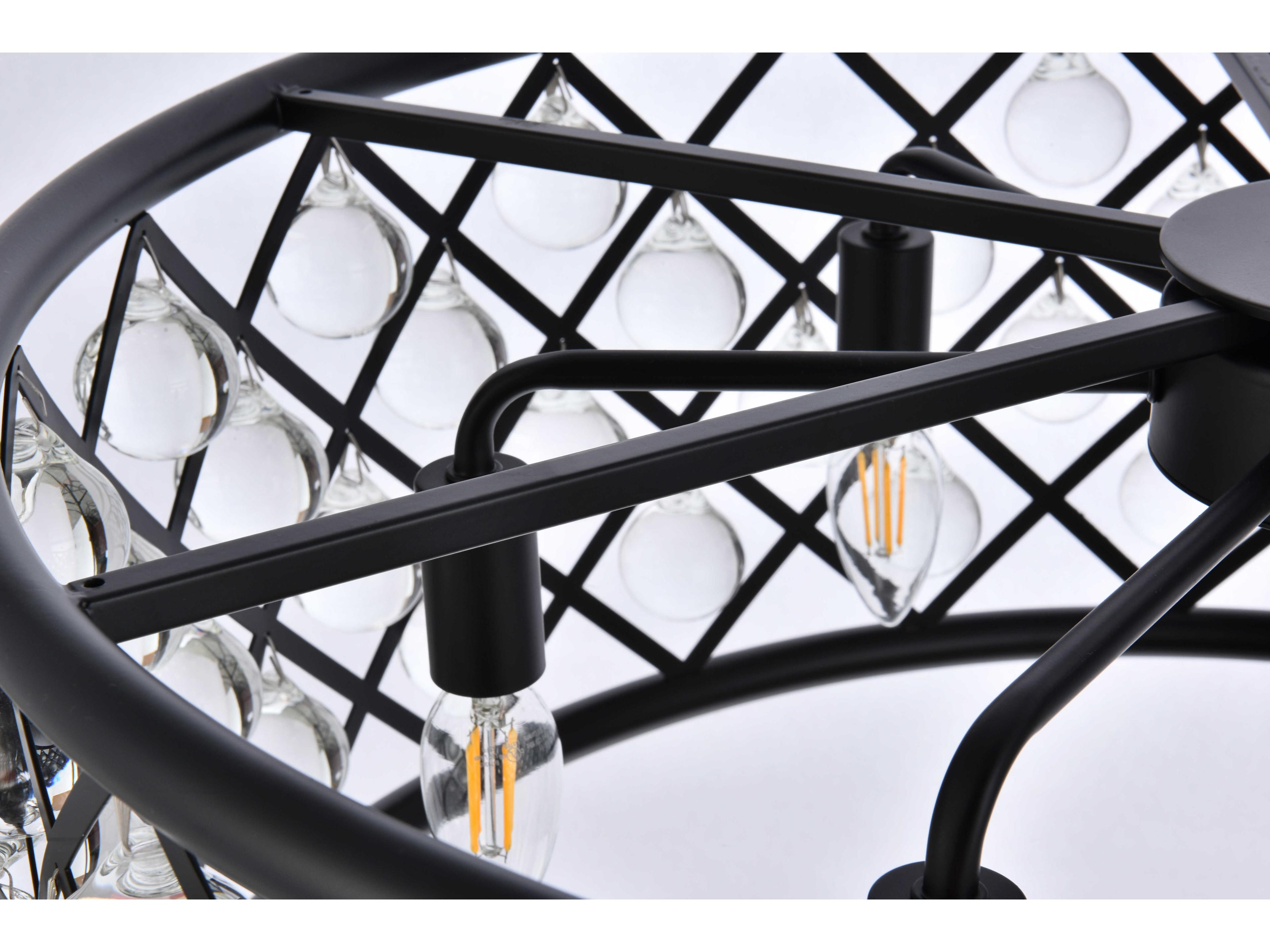 Elegant Lighting Madison 6-Light Matte Black Clear Crystal Drum Pendant