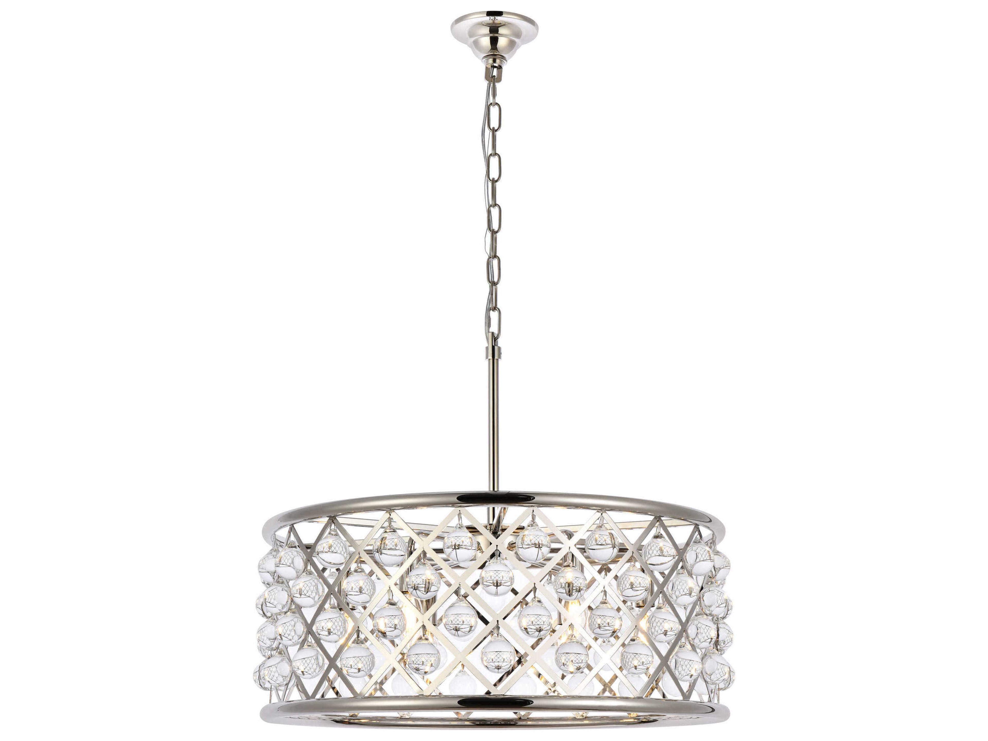 Madison 6-Light Polished Nickel Clear Crystal Drum Pendant