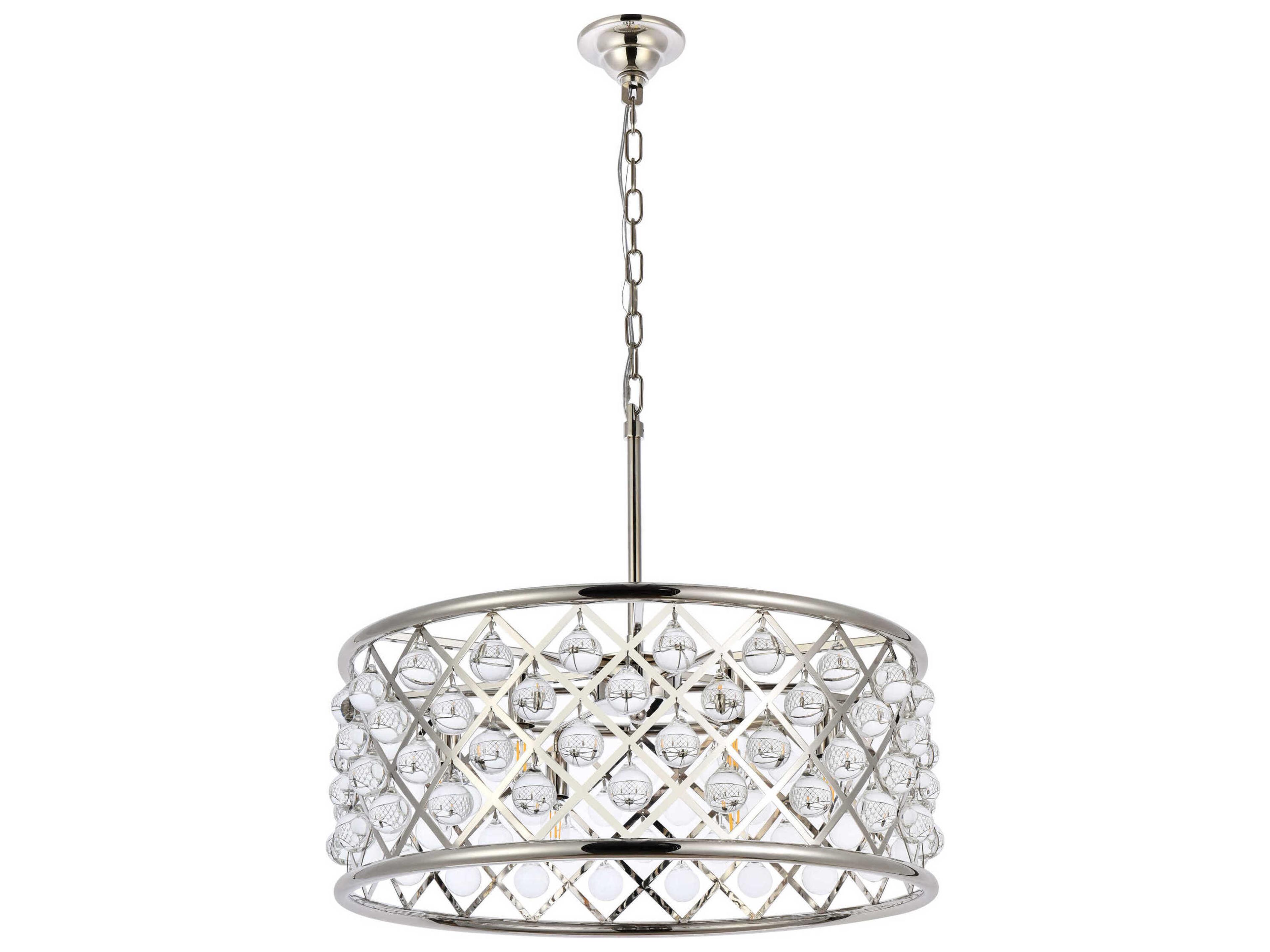 Elegant Lighting Madison 6-Light Polished Nickel Clear Crystal Drum Pendant