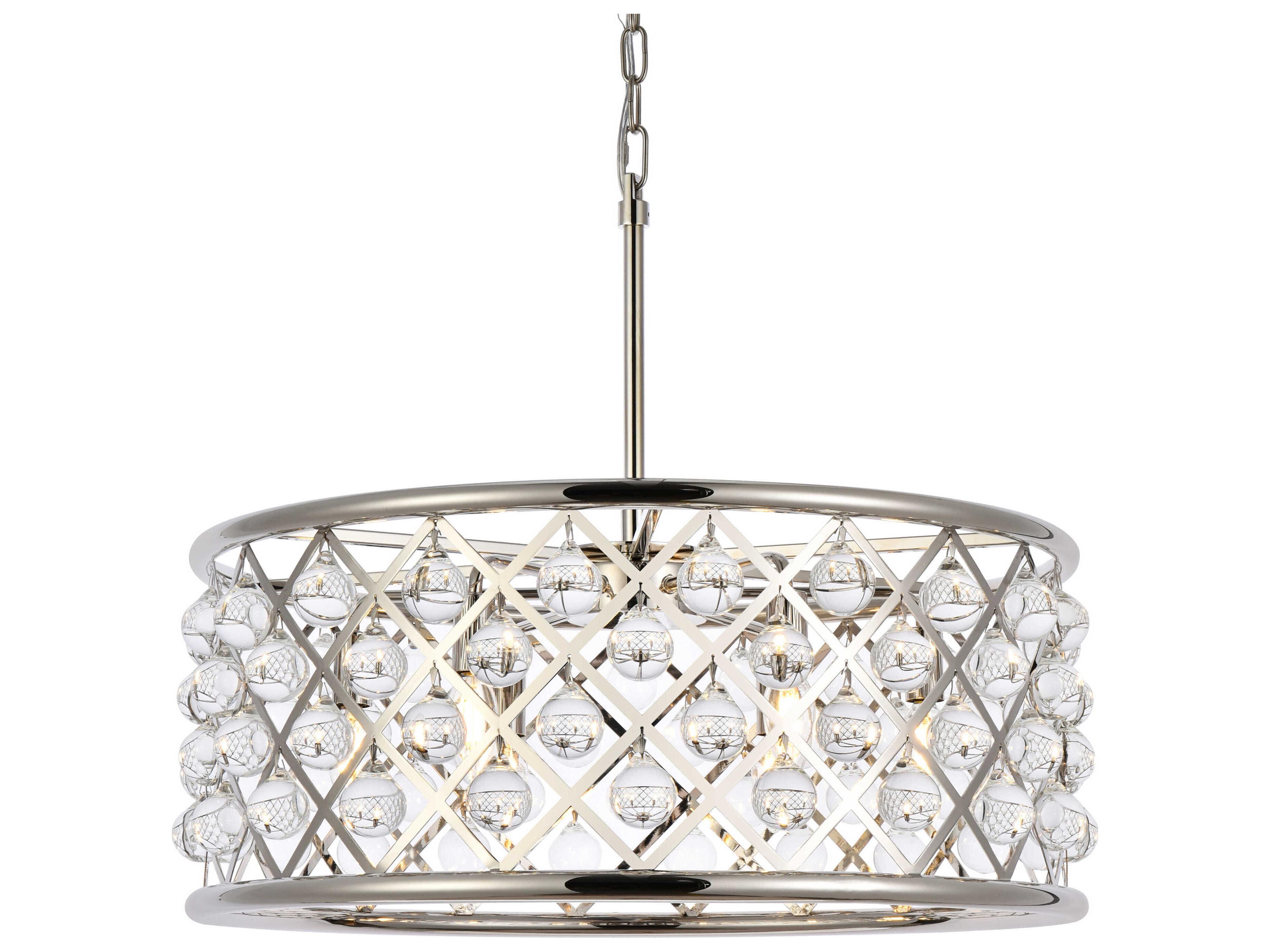 Elegant Lighting Madison 6-Light Polished Nickel Clear Crystal Drum Pendant