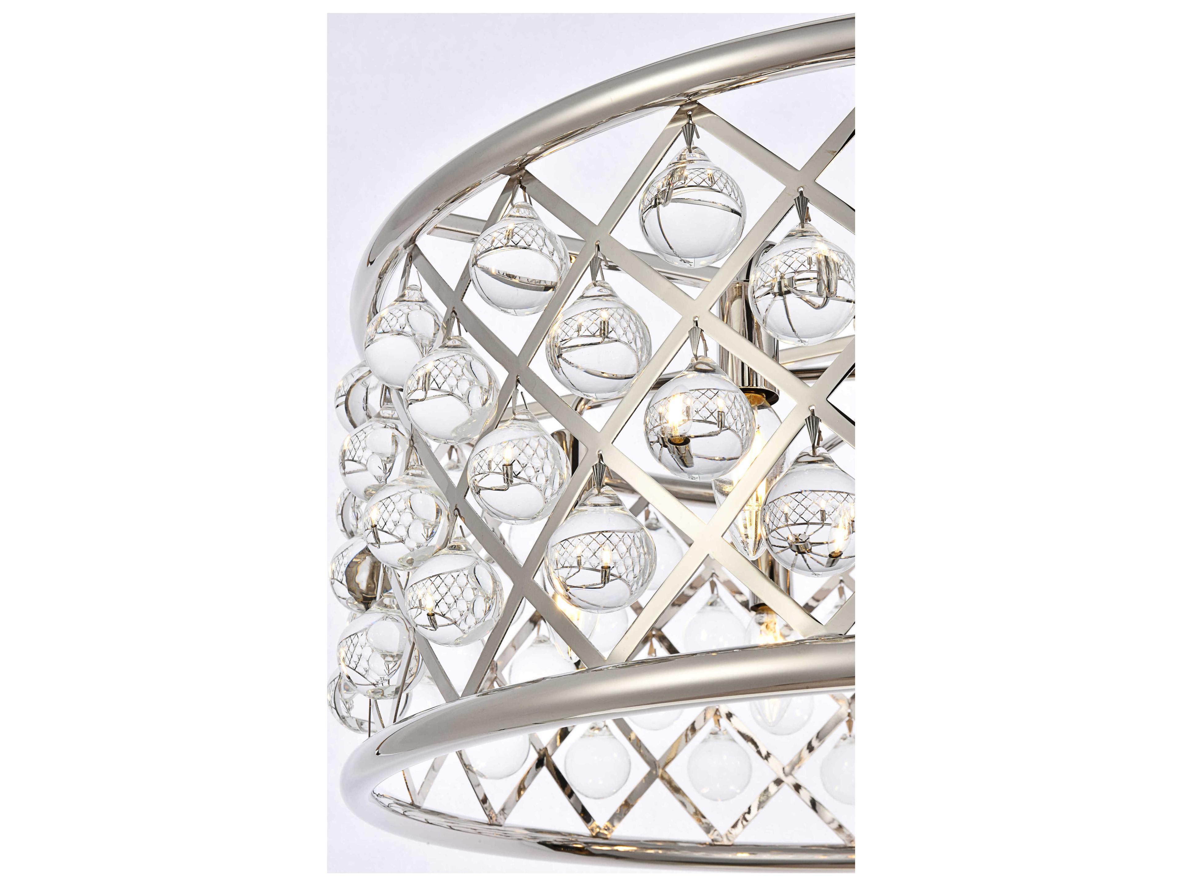 Elegant Lighting Madison 6-Light Polished Nickel Clear Crystal Drum Pendant