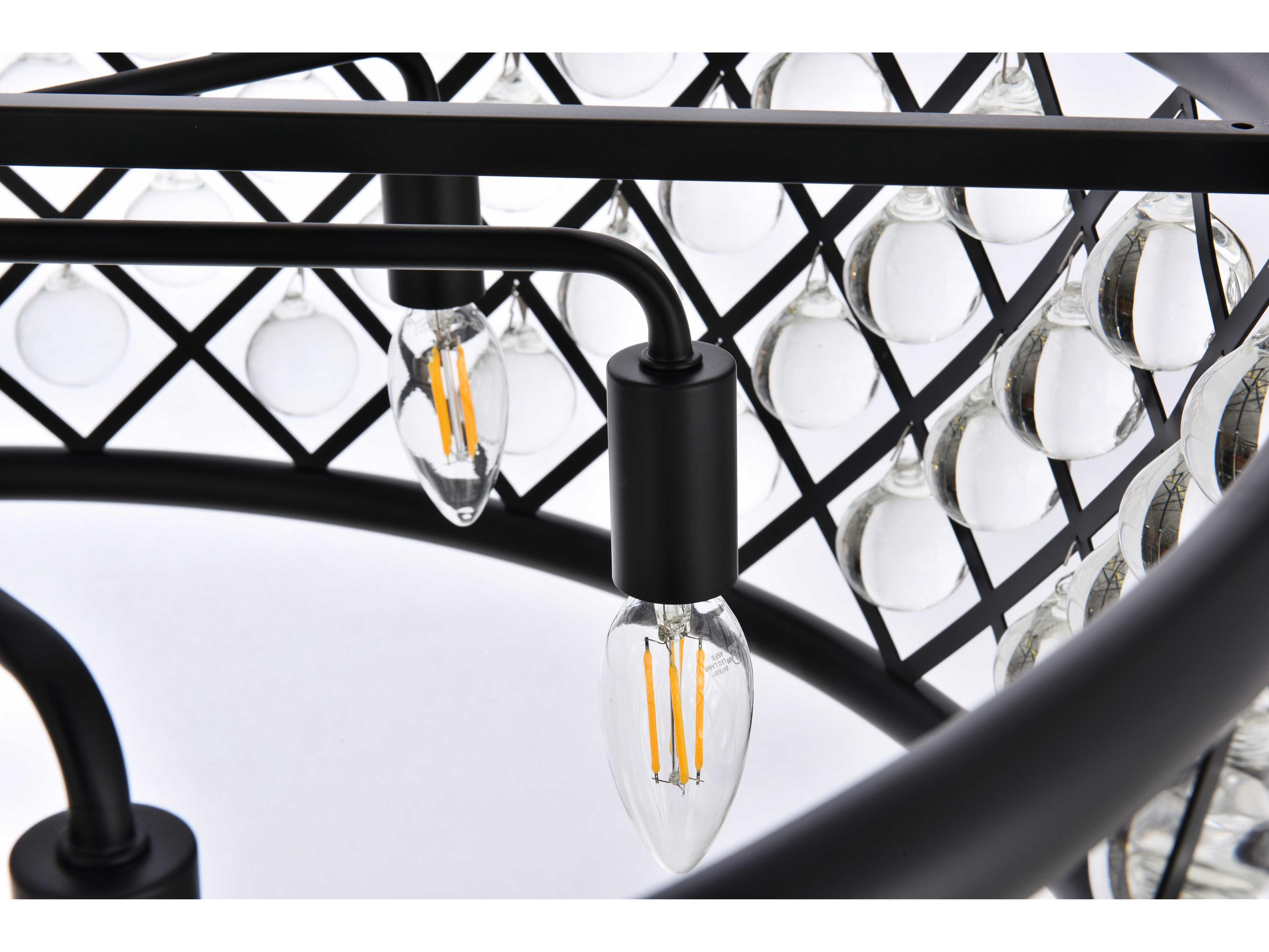 Elegant Lighting Madison 8-Light Matte Black Clear Crystal Drum Pendant