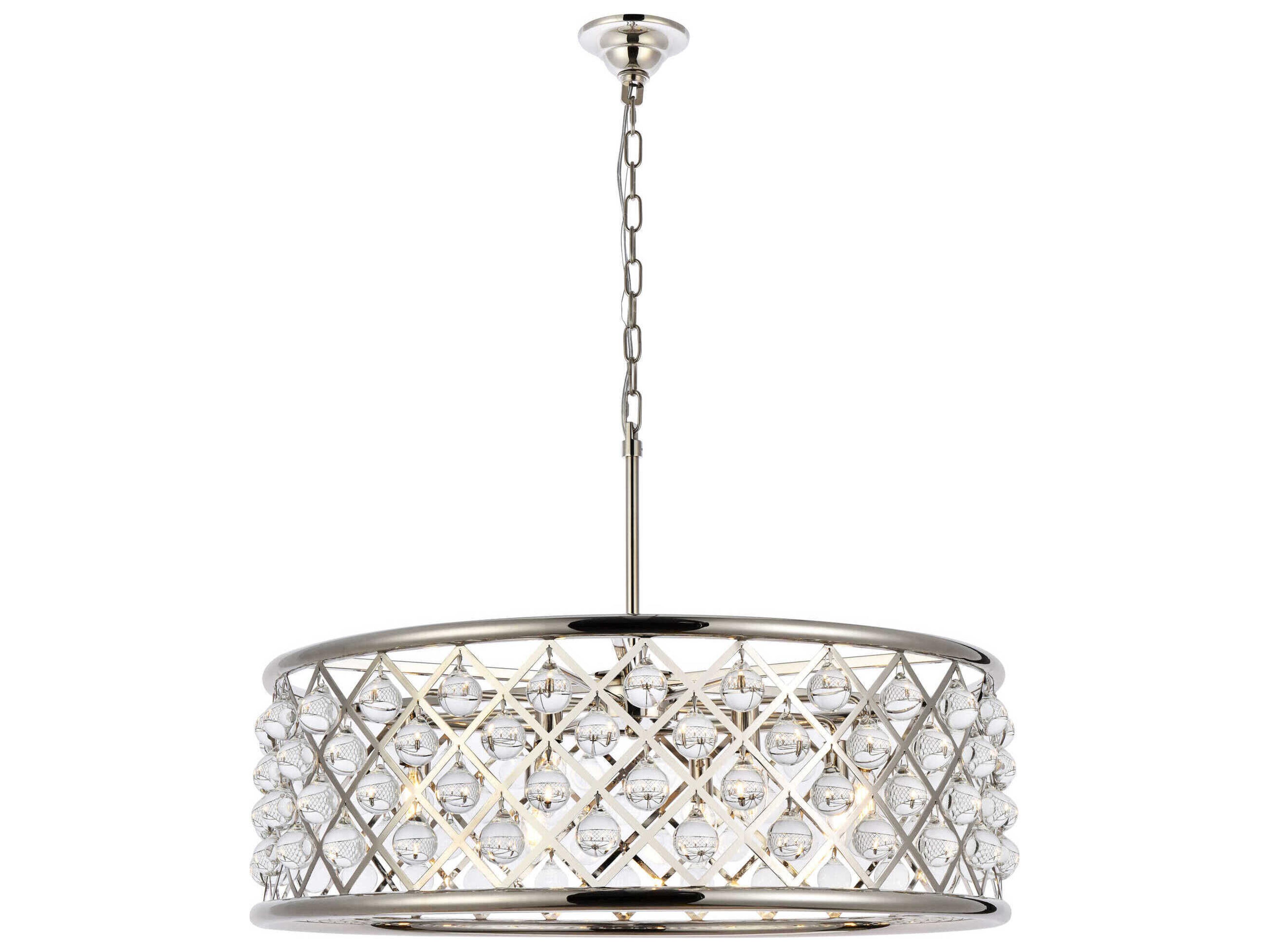 Madison 8-Light Polished Nickel Clear Crystal Drum Pendant