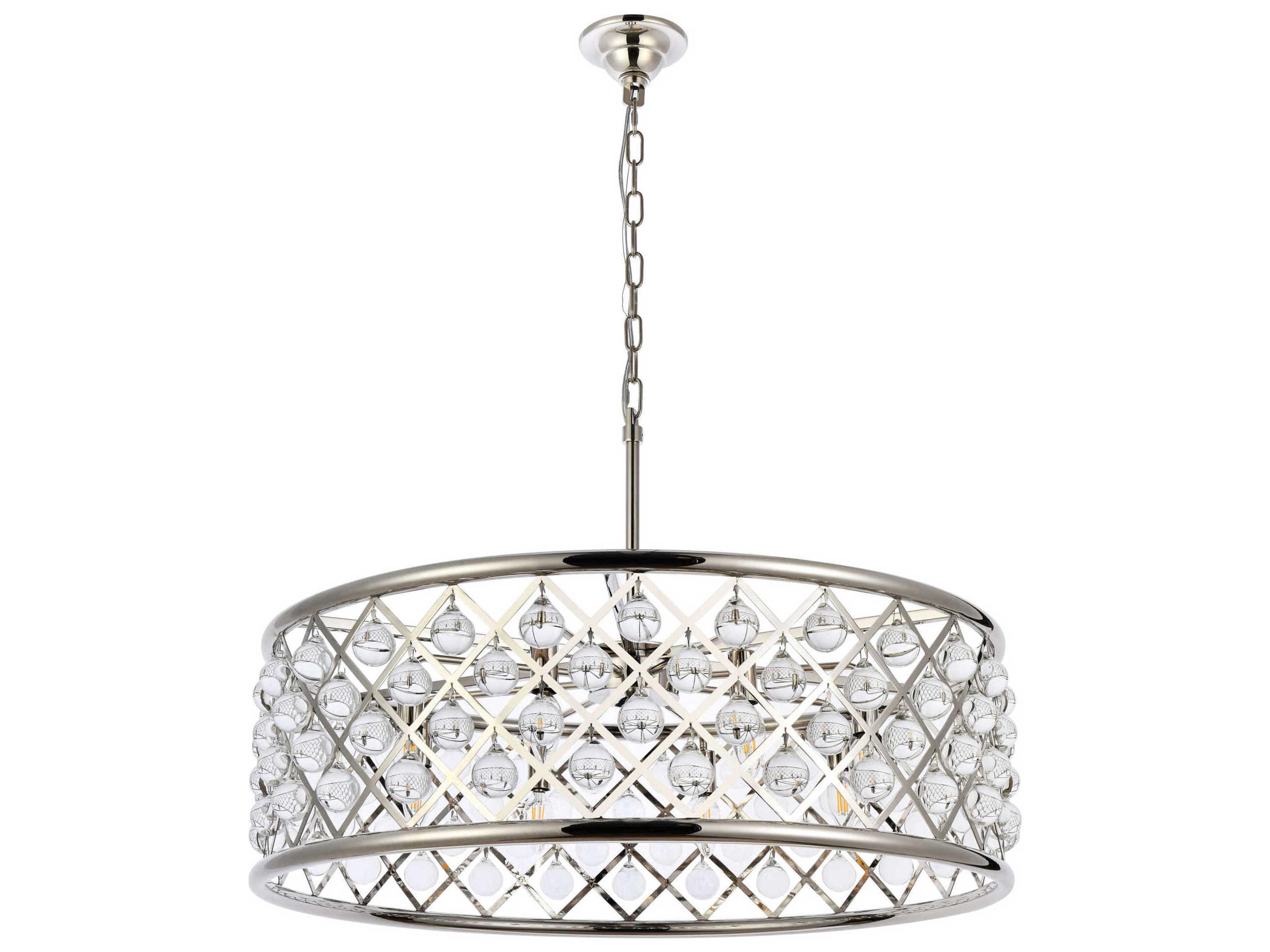 Elegant Lighting Madison 8-Light Polished Nickel Clear Crystal Drum Pendant